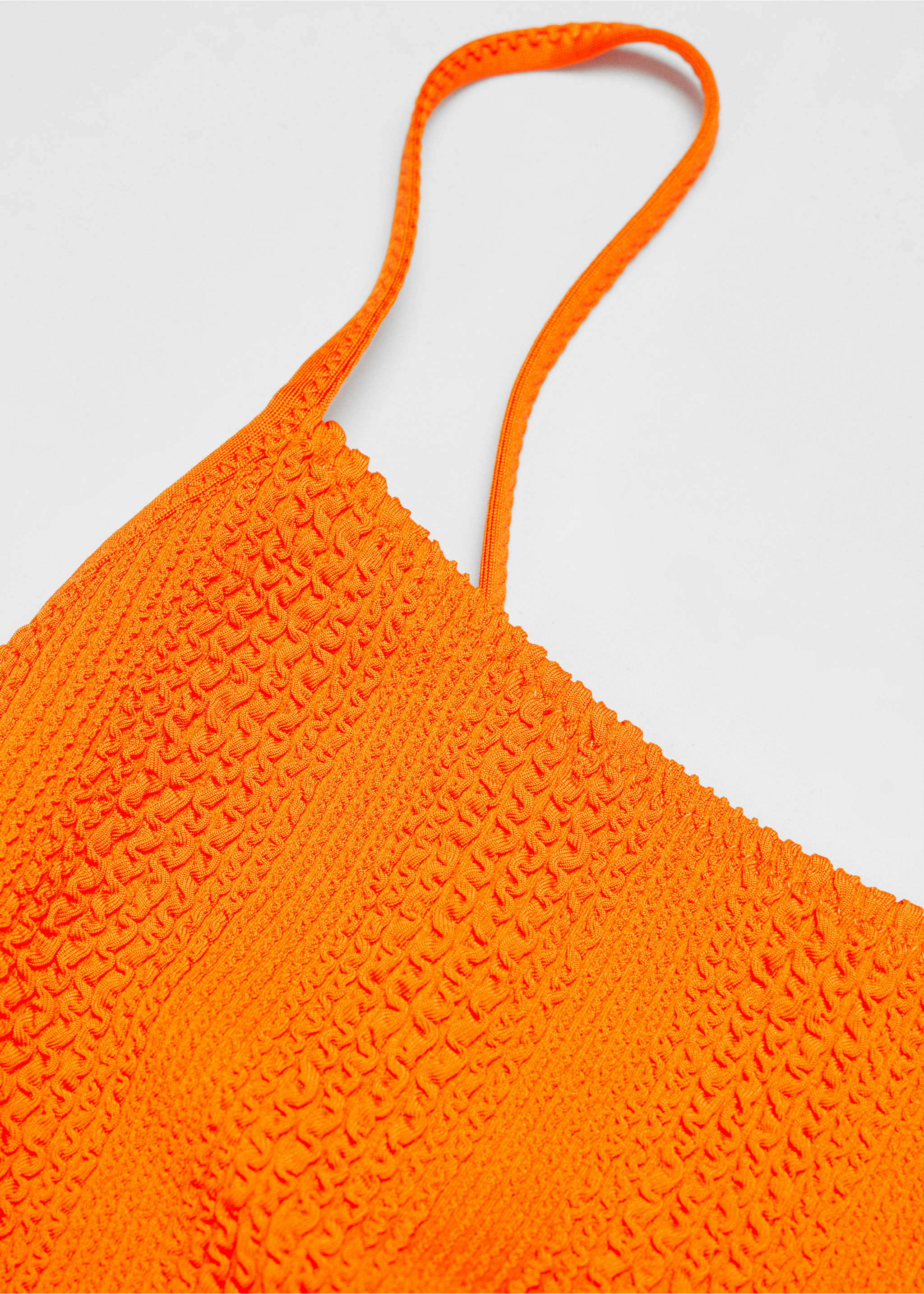 Textured swimsuit - Details of the article 8, Orange. Ref: 67034018-00.