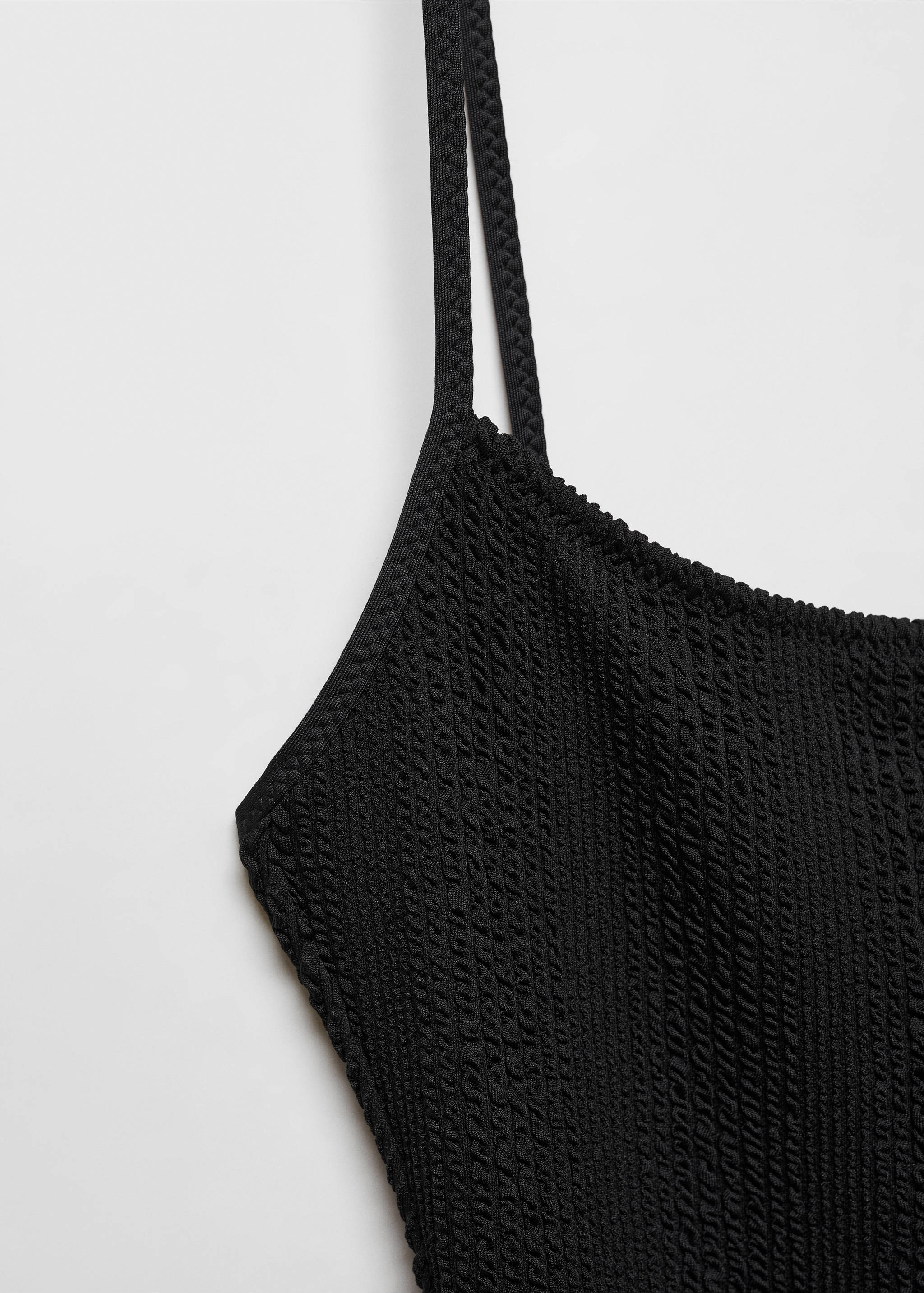 Textured swimsuit - Details of the article 8, Black. Ref: 67034018-00.
