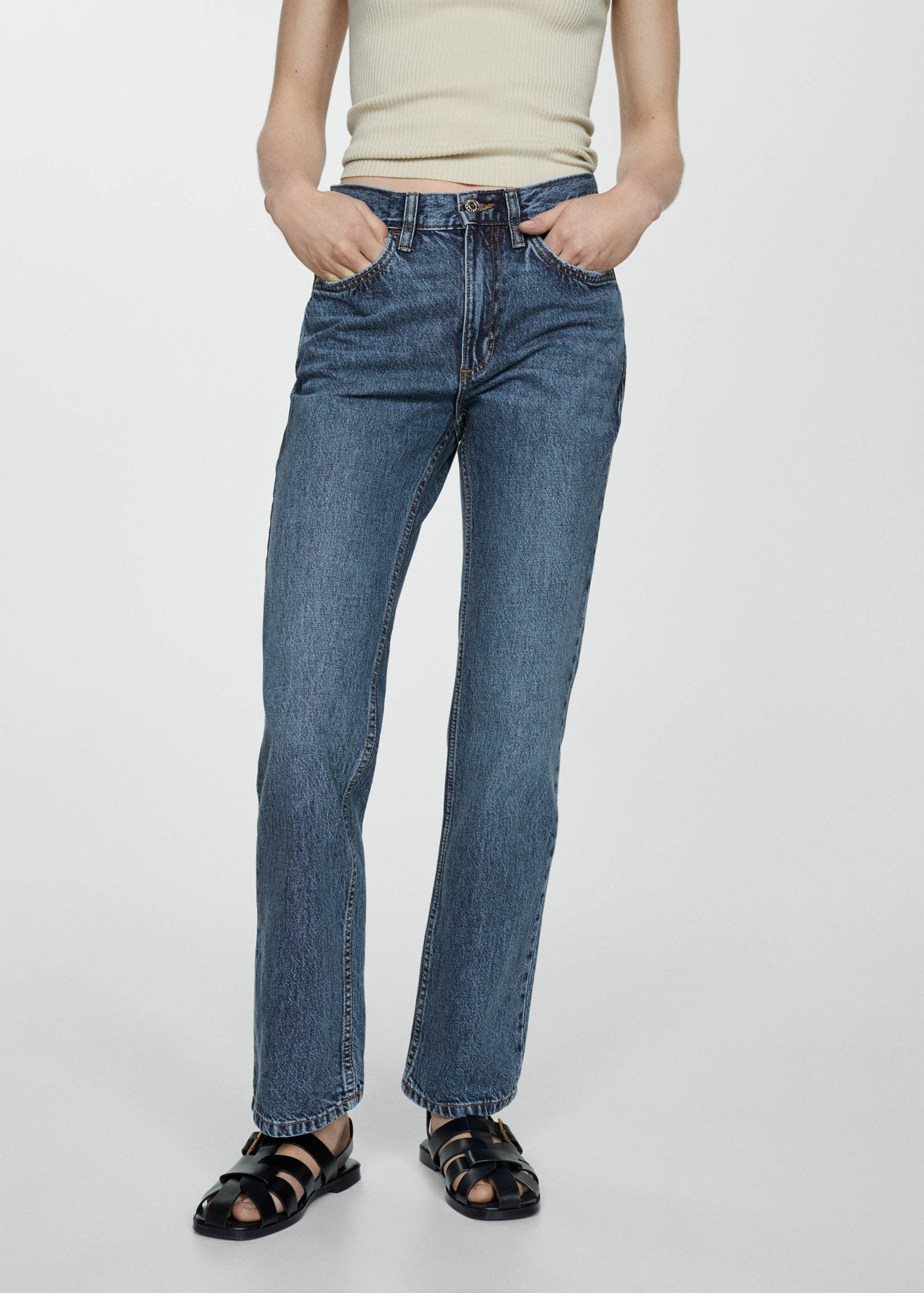 Mid-rise straight jeans - Medium plane