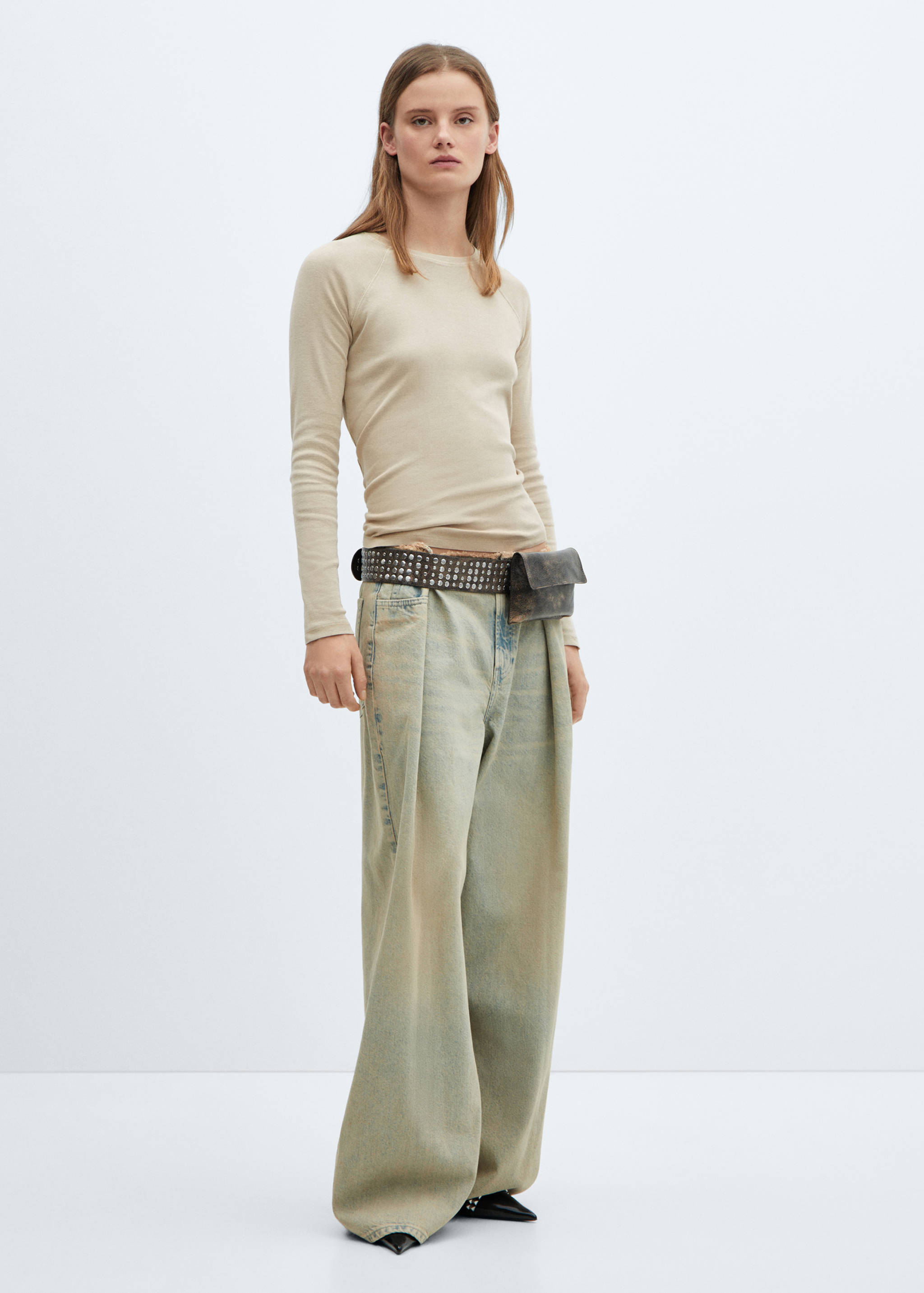 Camiseta lavada cuello redondo - Plano general