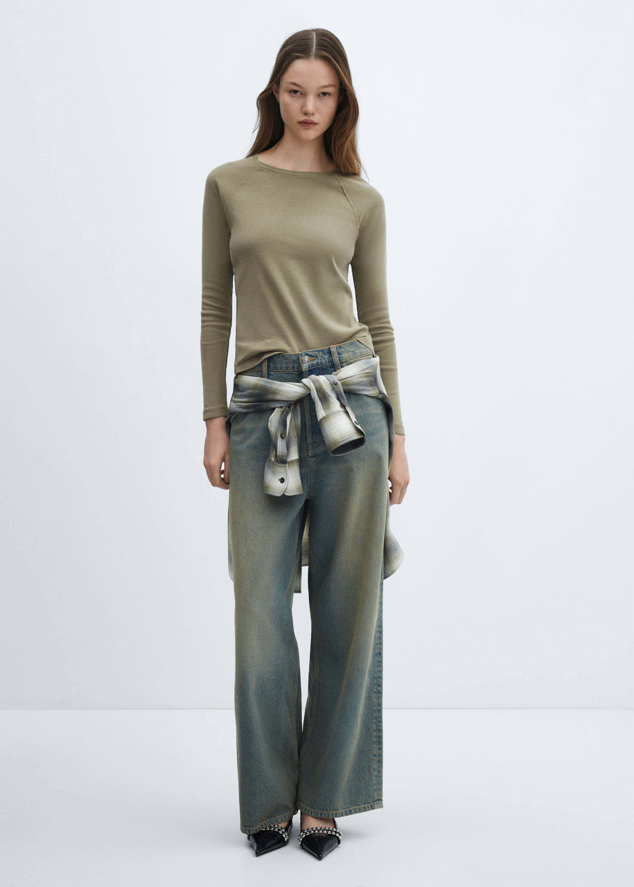 Camiseta lavada cuello redondo - Plano general