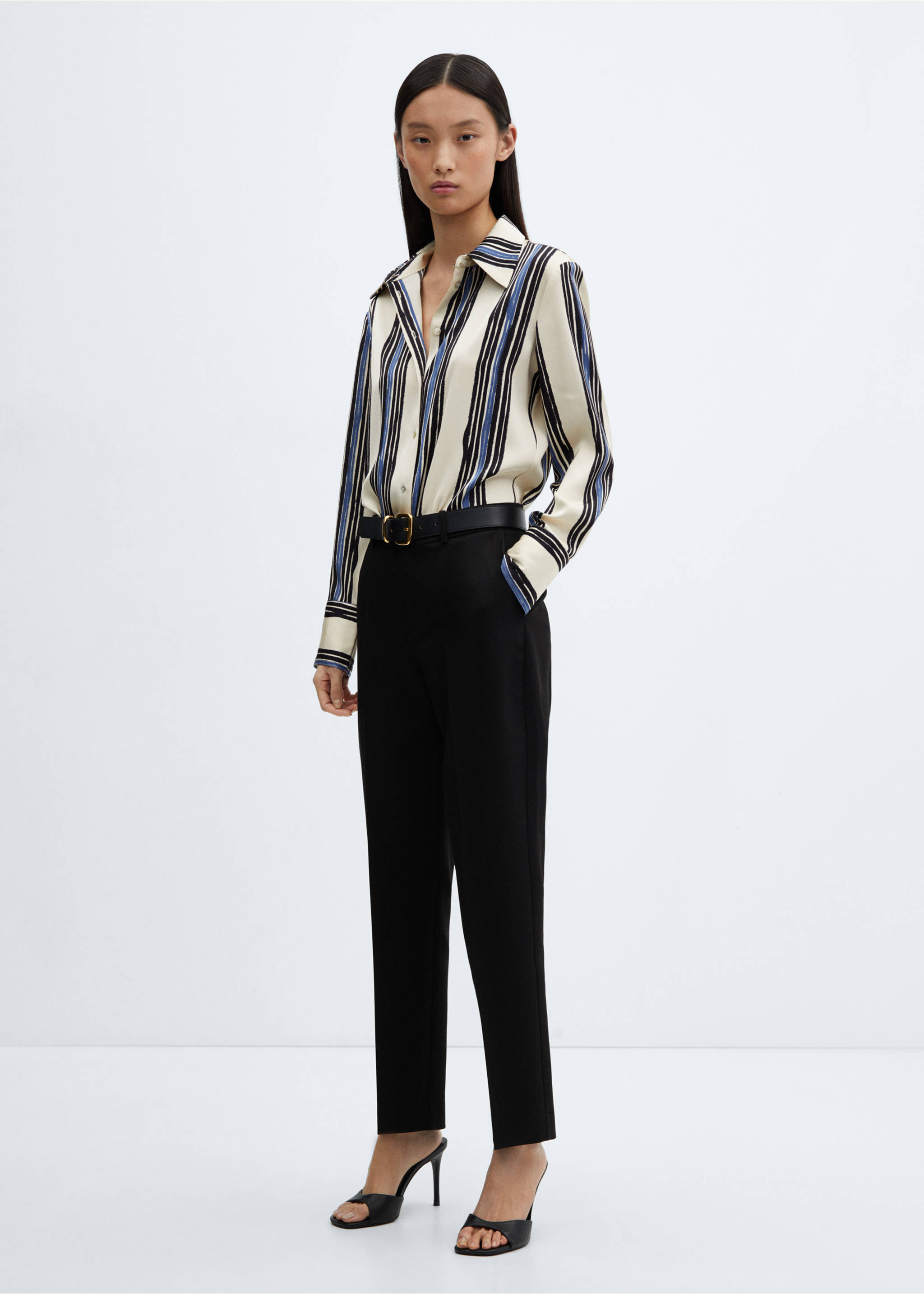Satin striped shirt - General plane, Ecru. Ref: 67034033-00.