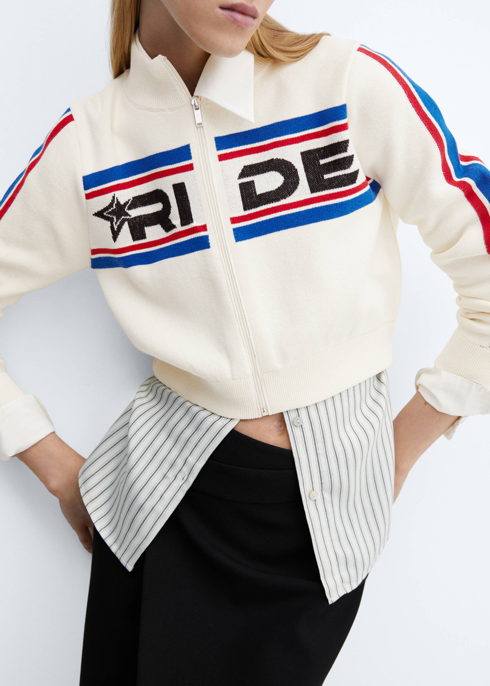 Cardigan cropped com fecho de correr - Pormenor do artigo 6