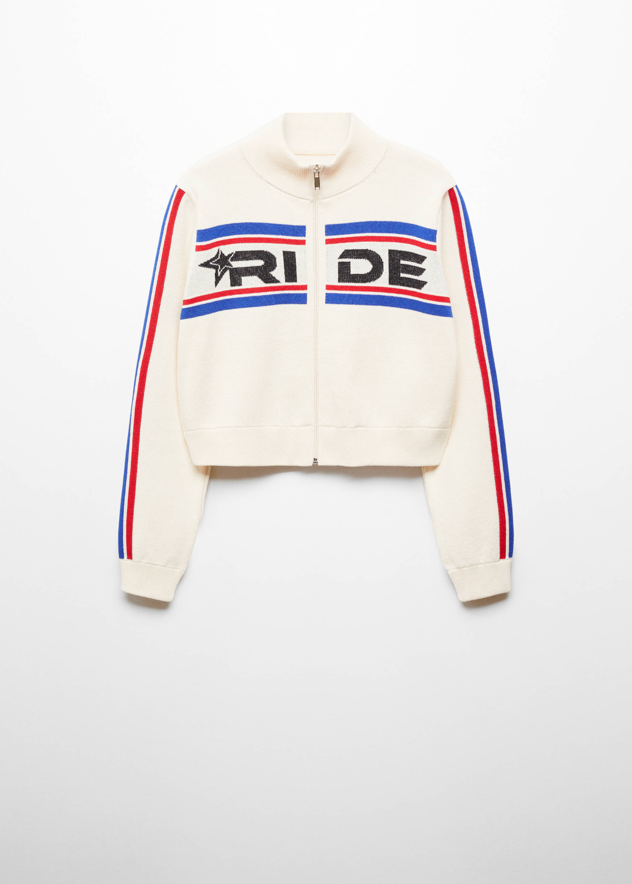 Cardigan cropped com fecho de correr - Artigo sem modelo