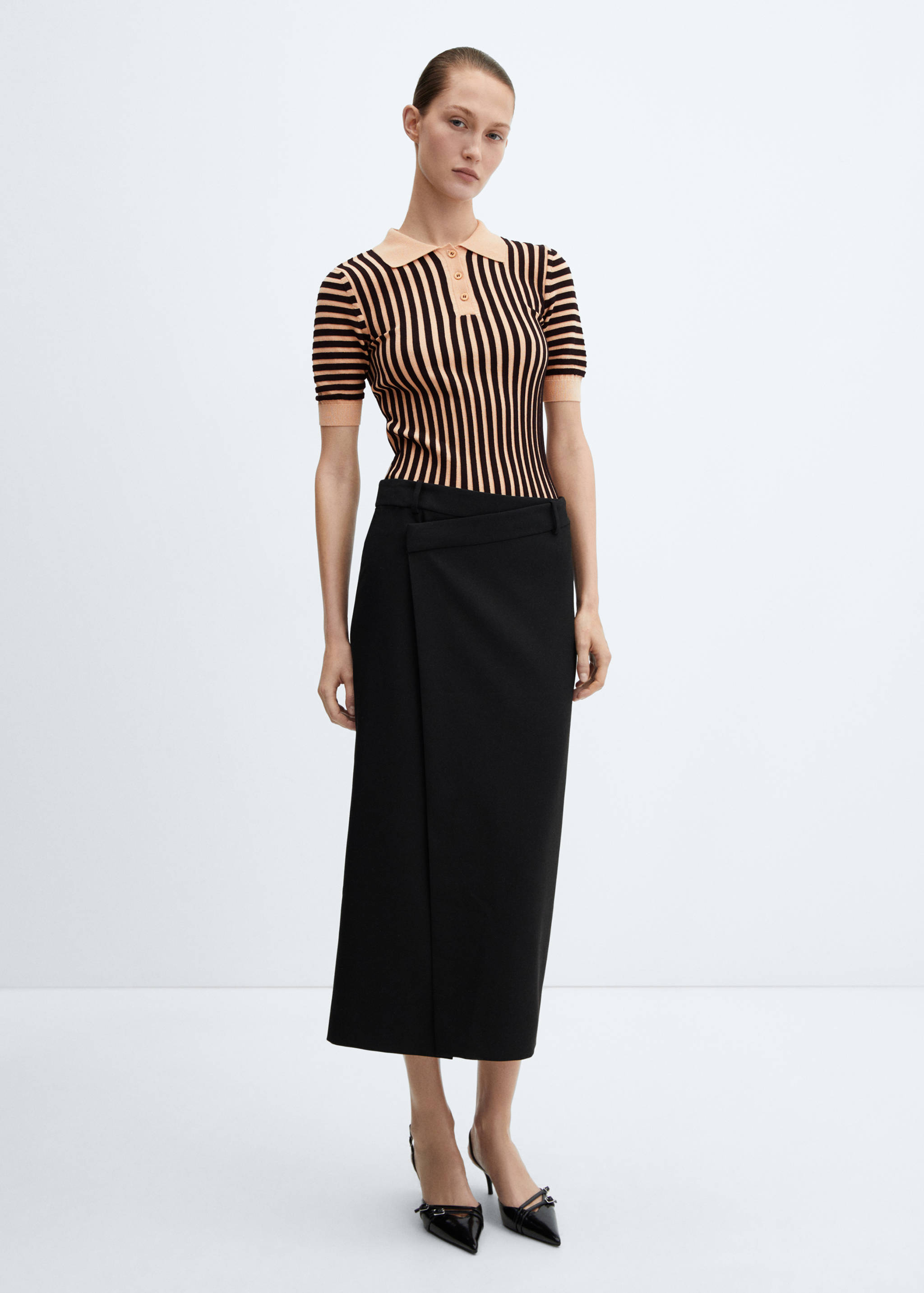 Striped polo-neck sweater - General plane
