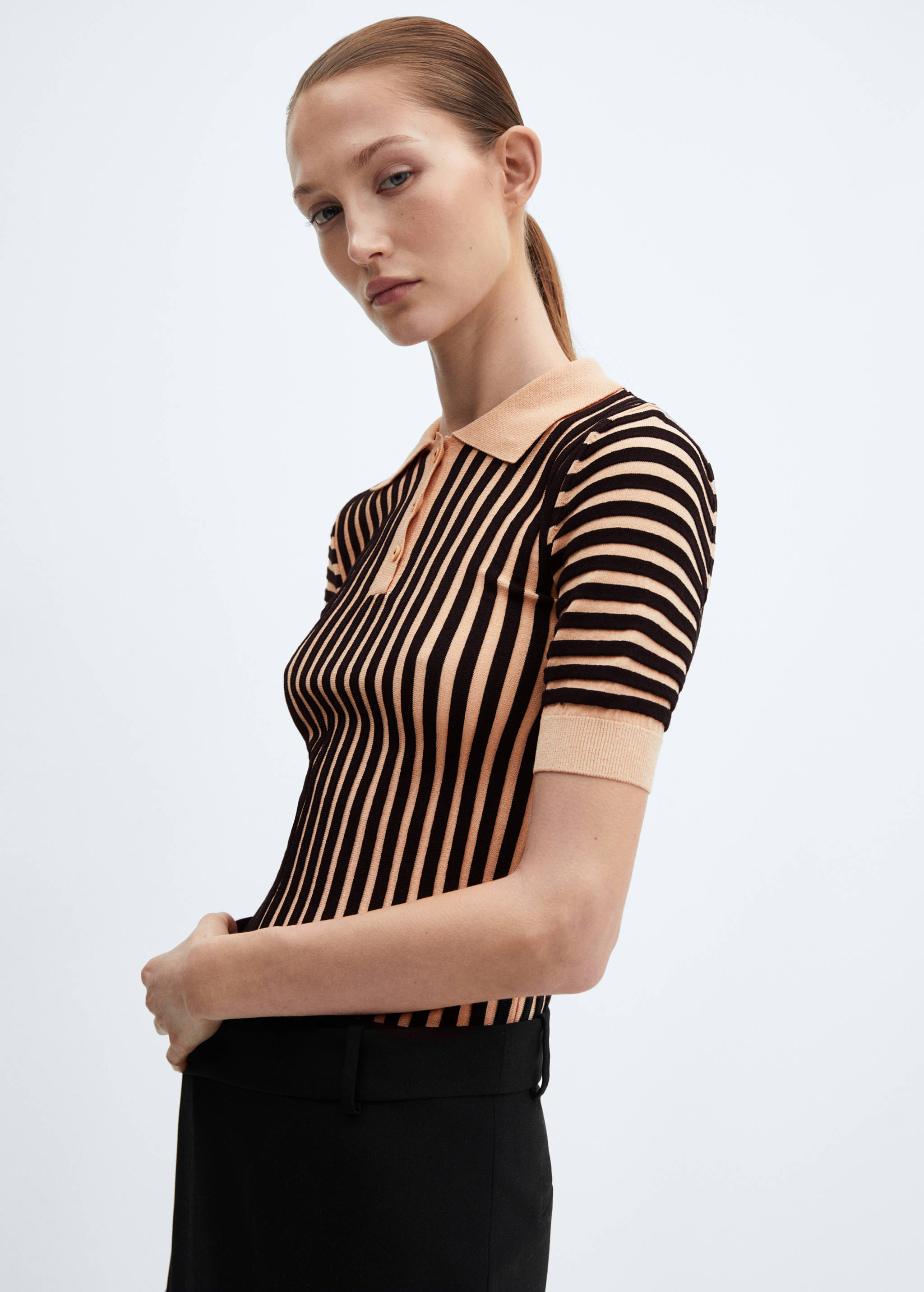 Striped polo-neck sweater - Medium plane