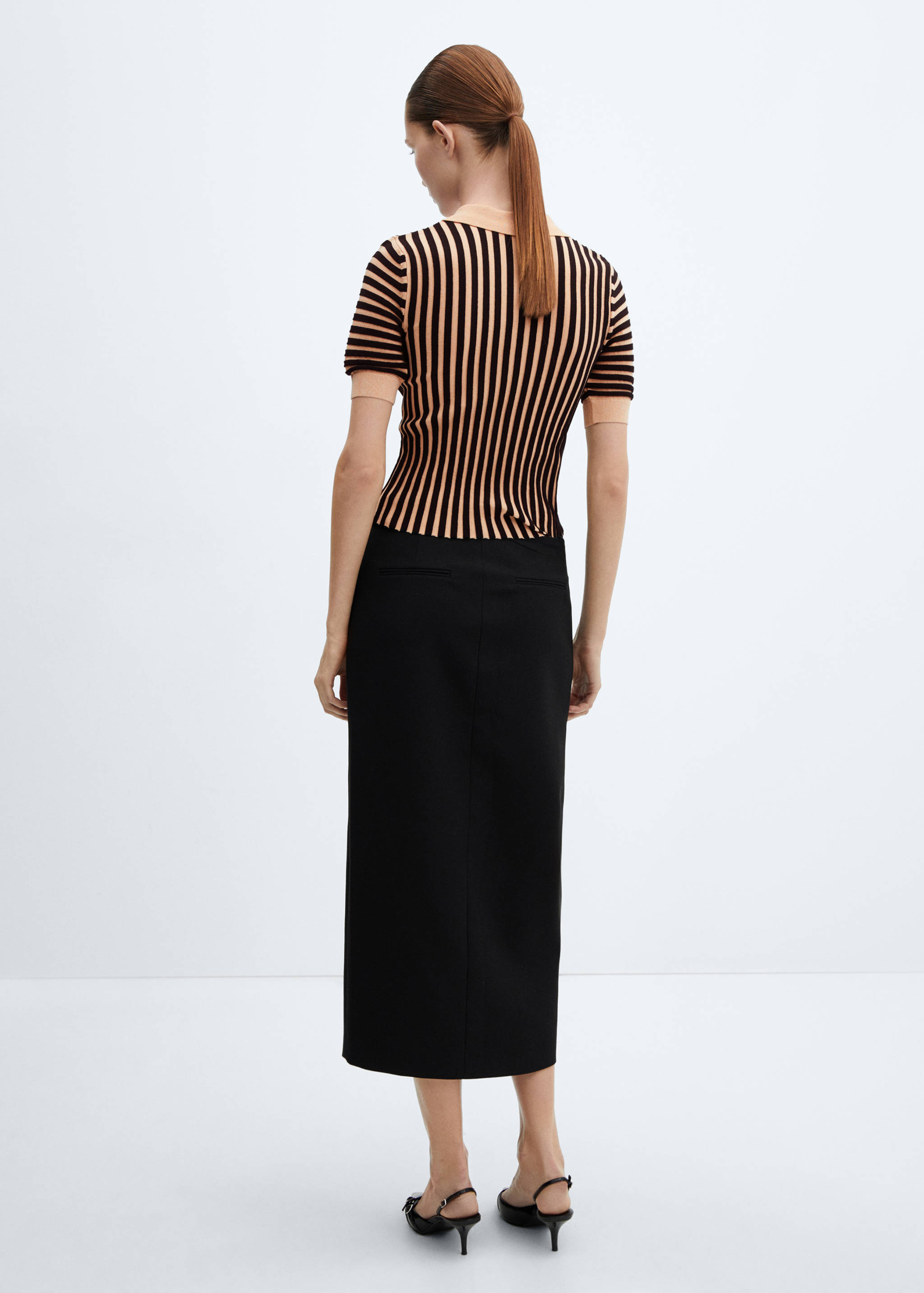 Striped polo-neck sweater - Reverse of the article