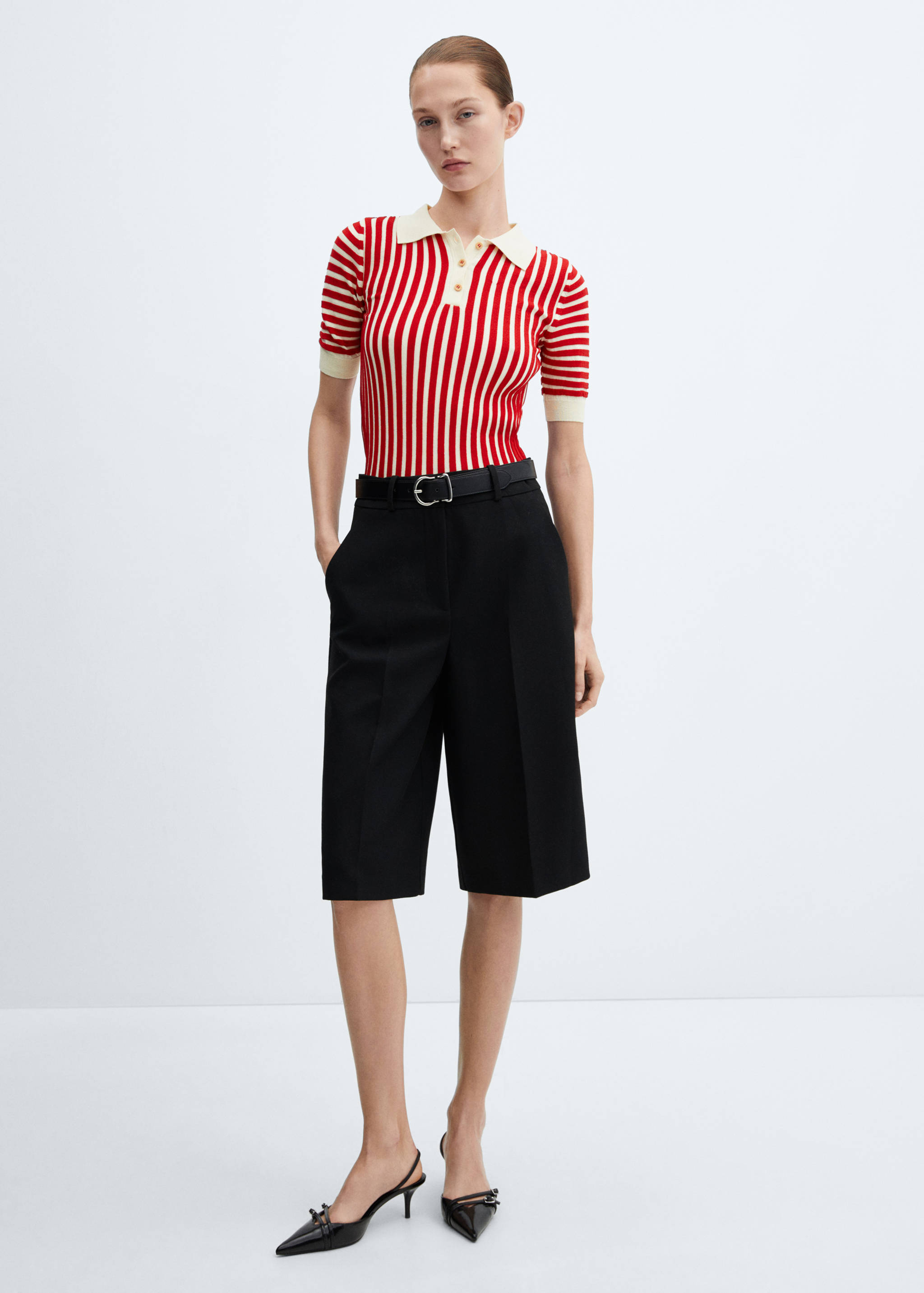 Striped polo-neck sweater - General plane