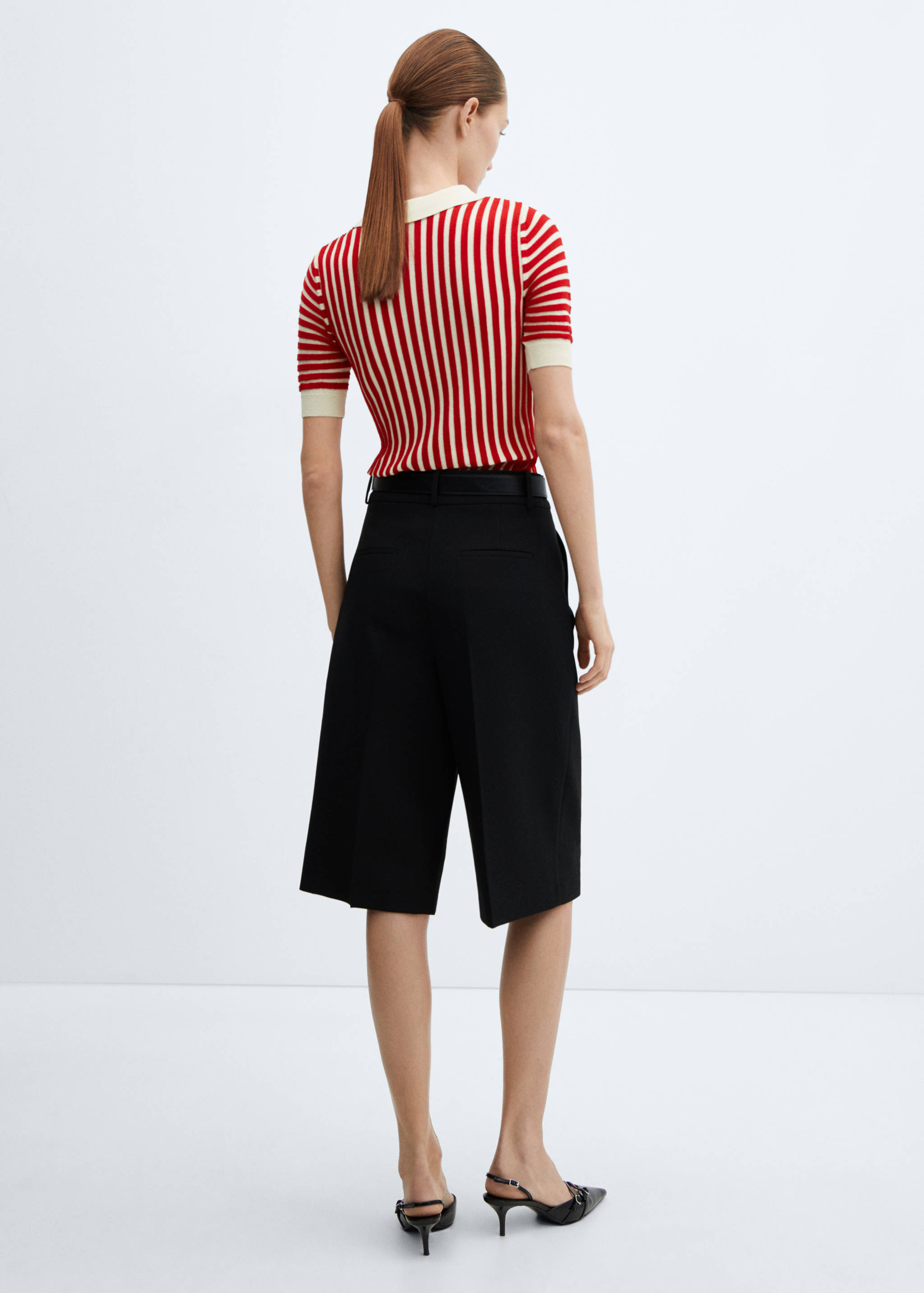 Striped polo-neck sweater - Reverse of the article