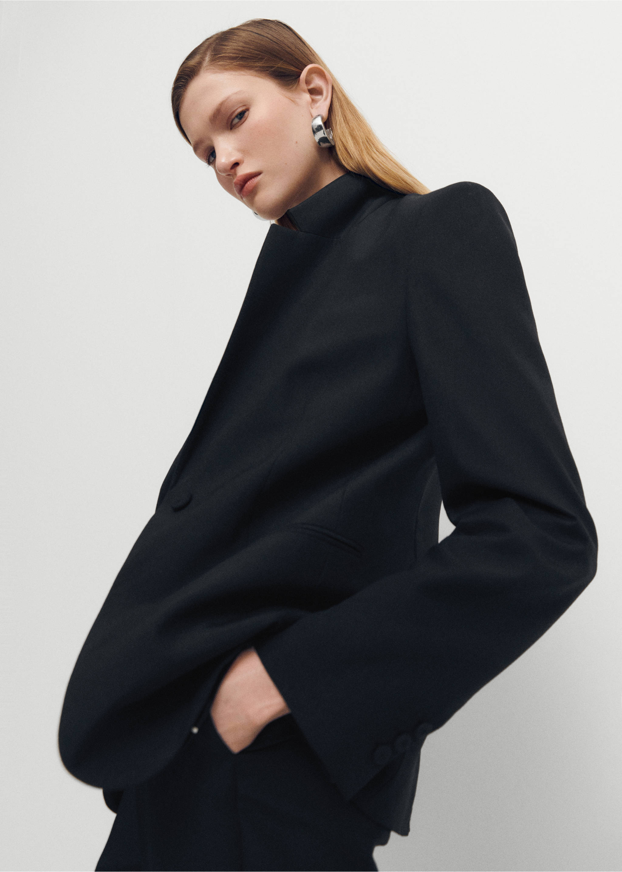 Wool suit jacket - Details of the article 2, Black. Ref: 67034074-00.