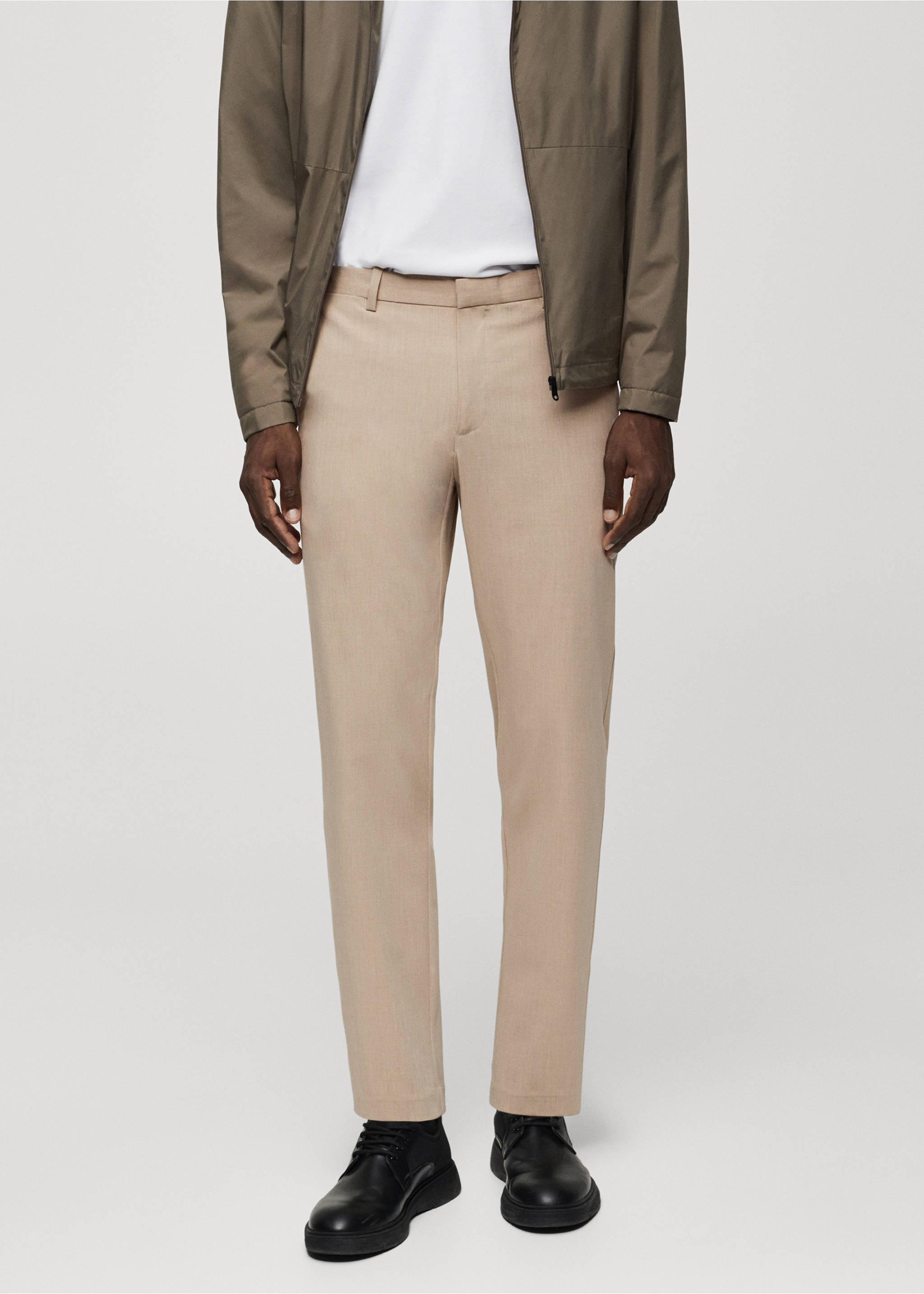 Pantalón slim fit stretch - Plano medio, Beige. Ref: 67034440-00.