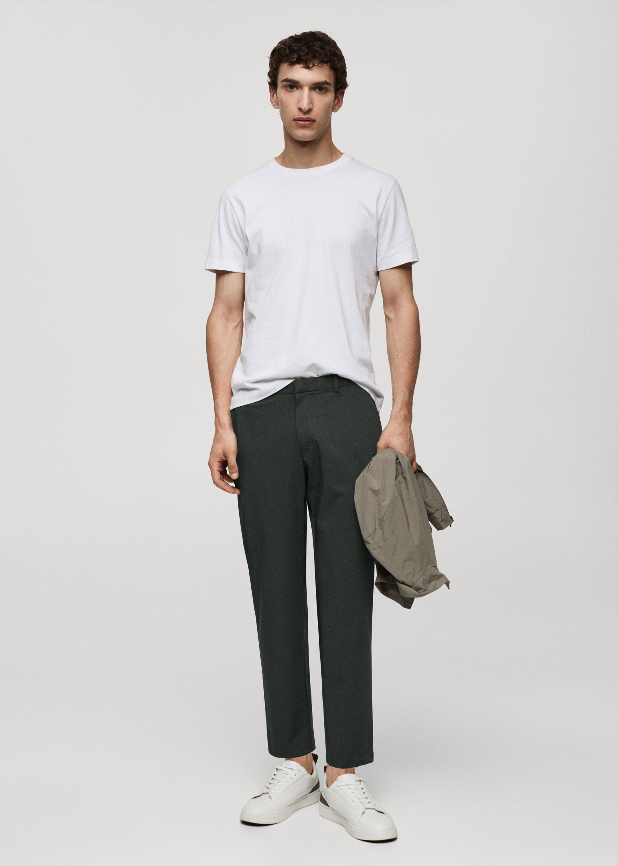 Pantalón slim fit stretch - Plano general, Verde oscuro. Ref: 67034440-00.