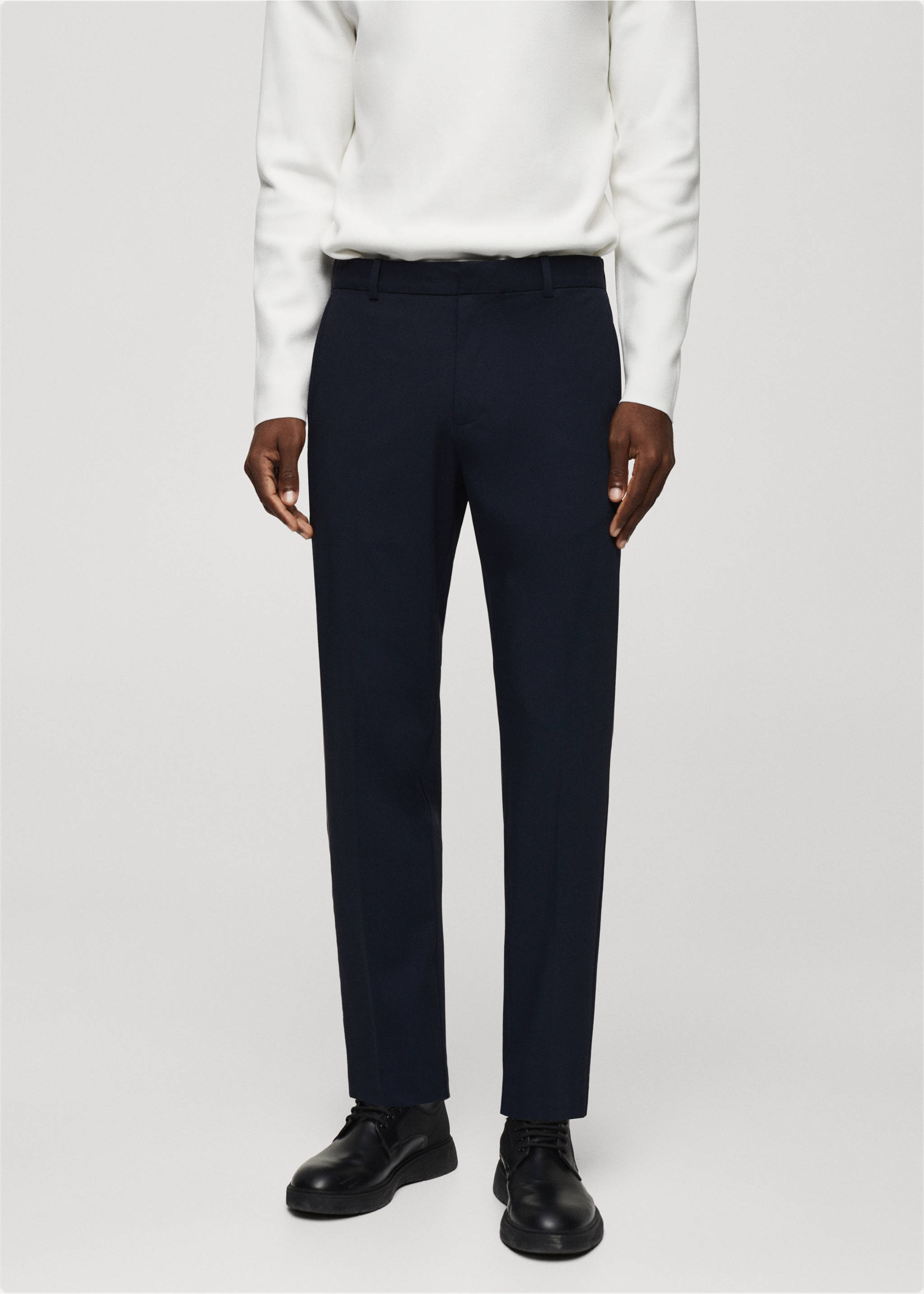 Pantalón slim fit stretch - Plano medio, Azul marino oscuro. Ref: 67034440-00.