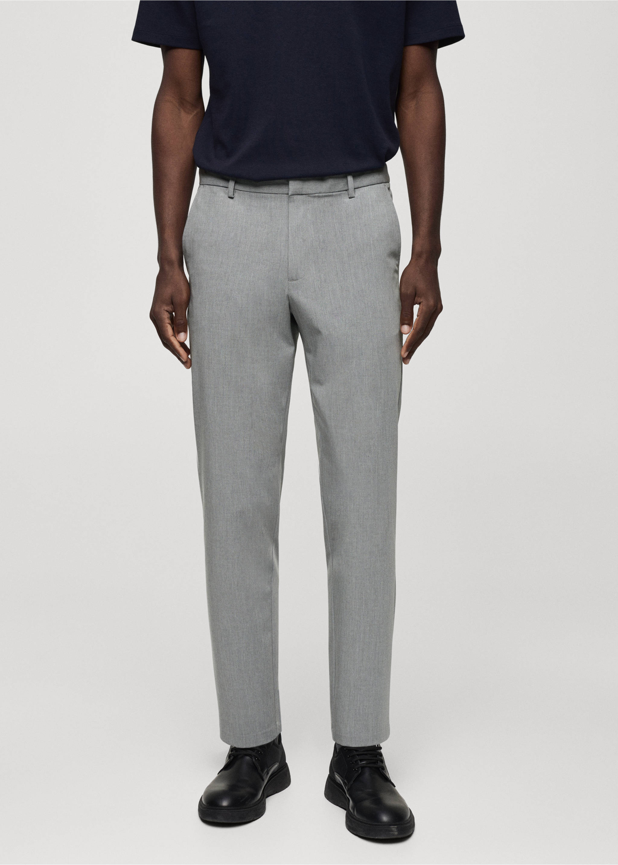 Slim fit stretch trousers - Medium plane, Grey. Ref: 67034440-00.