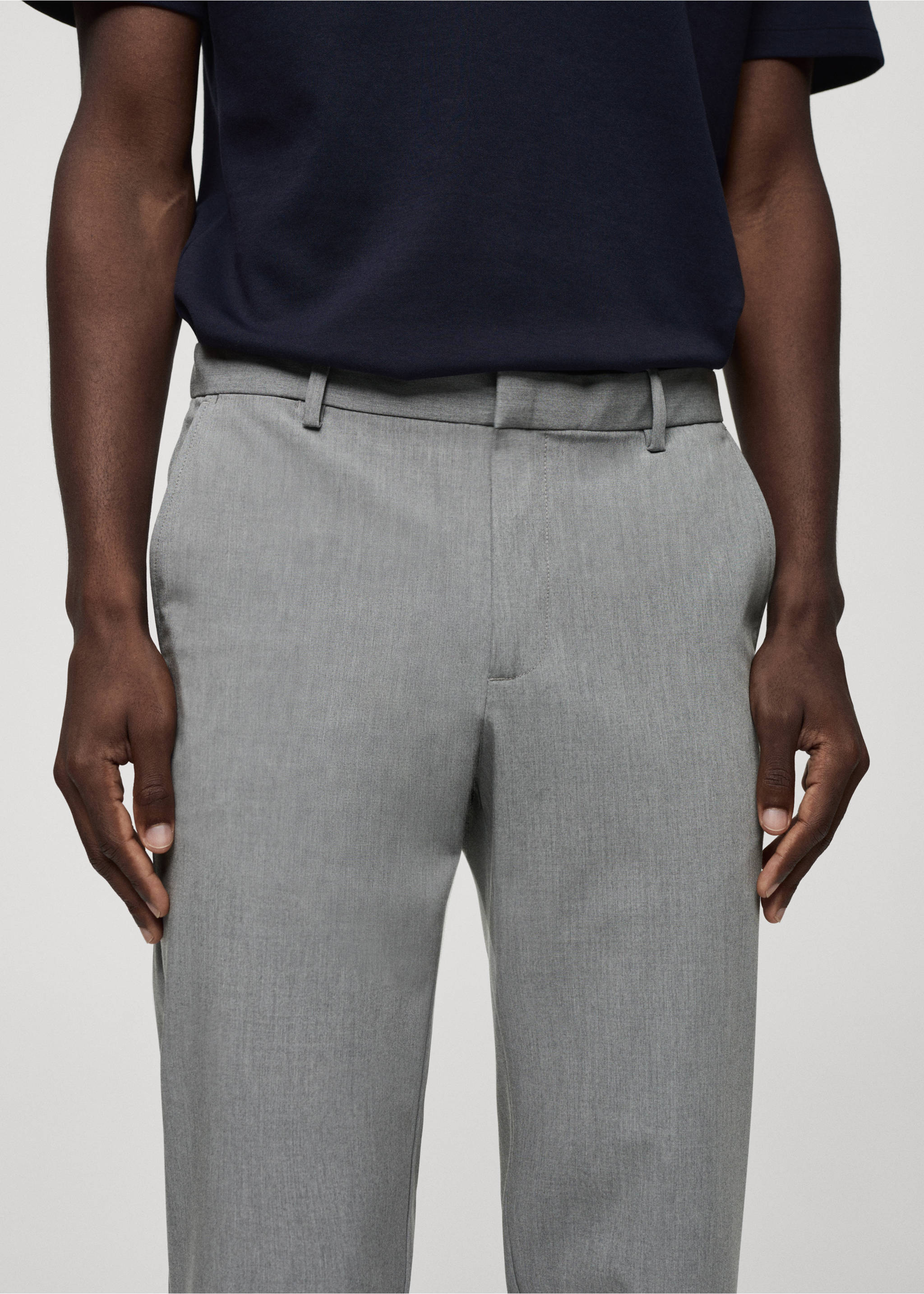 Slim fit stretch trousers - Details of the article 1, Grey. Ref: 67034440-00.