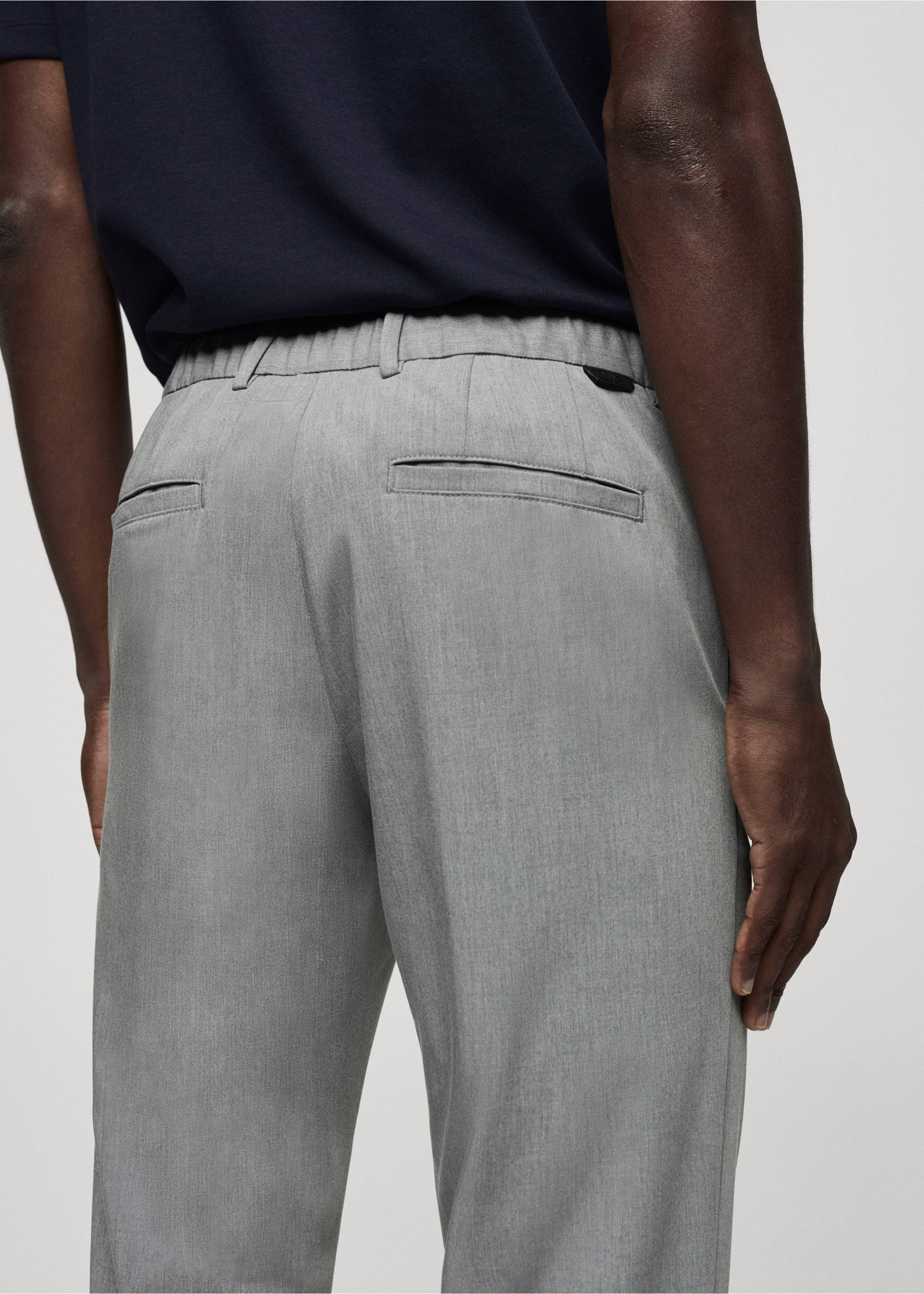 Slim fit stretch trousers - Details of the article 3, Grey. Ref: 67034440-00.