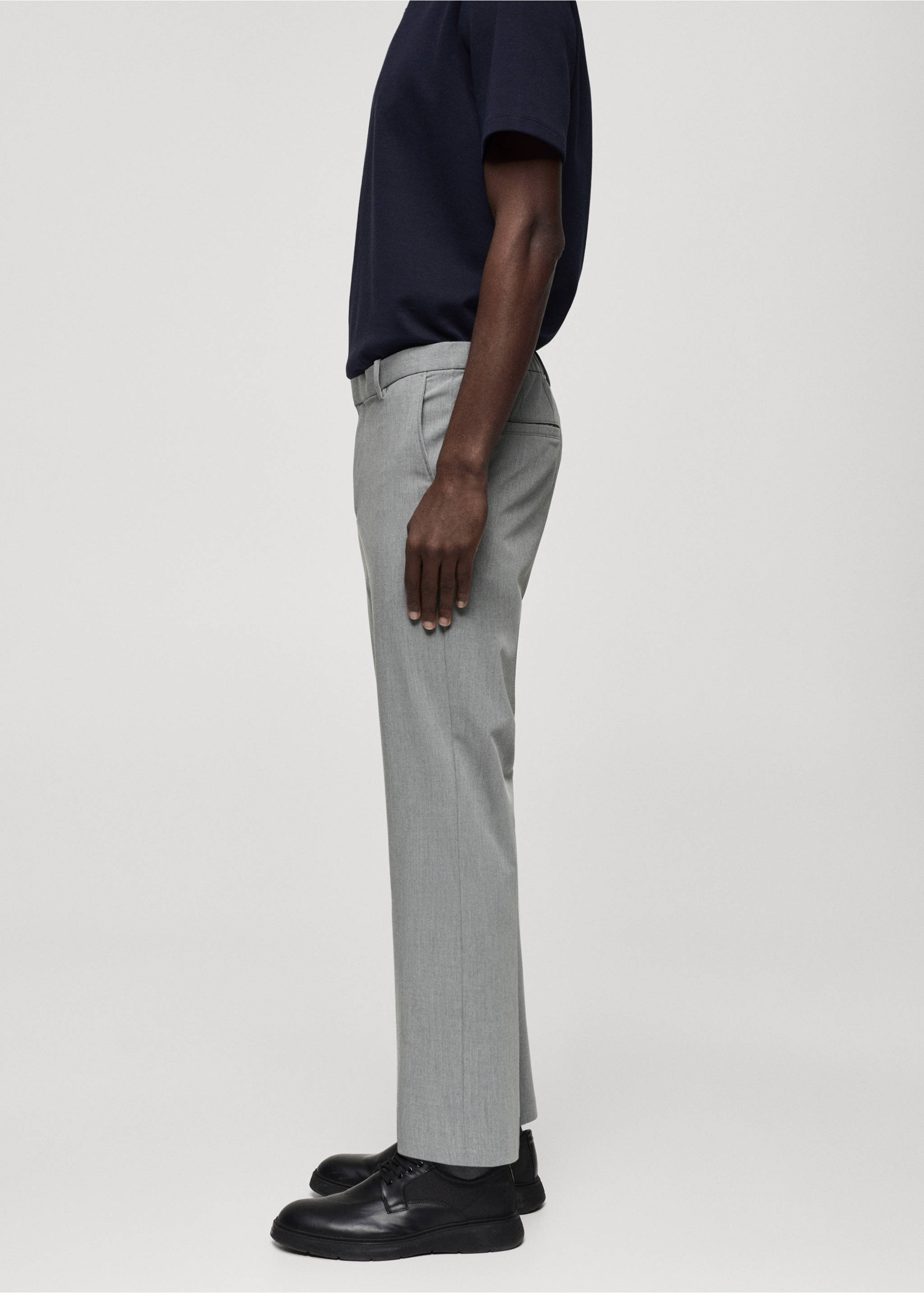 Slim fit stretch trousers - Details of the article 2, Grey. Ref: 67034440-00.