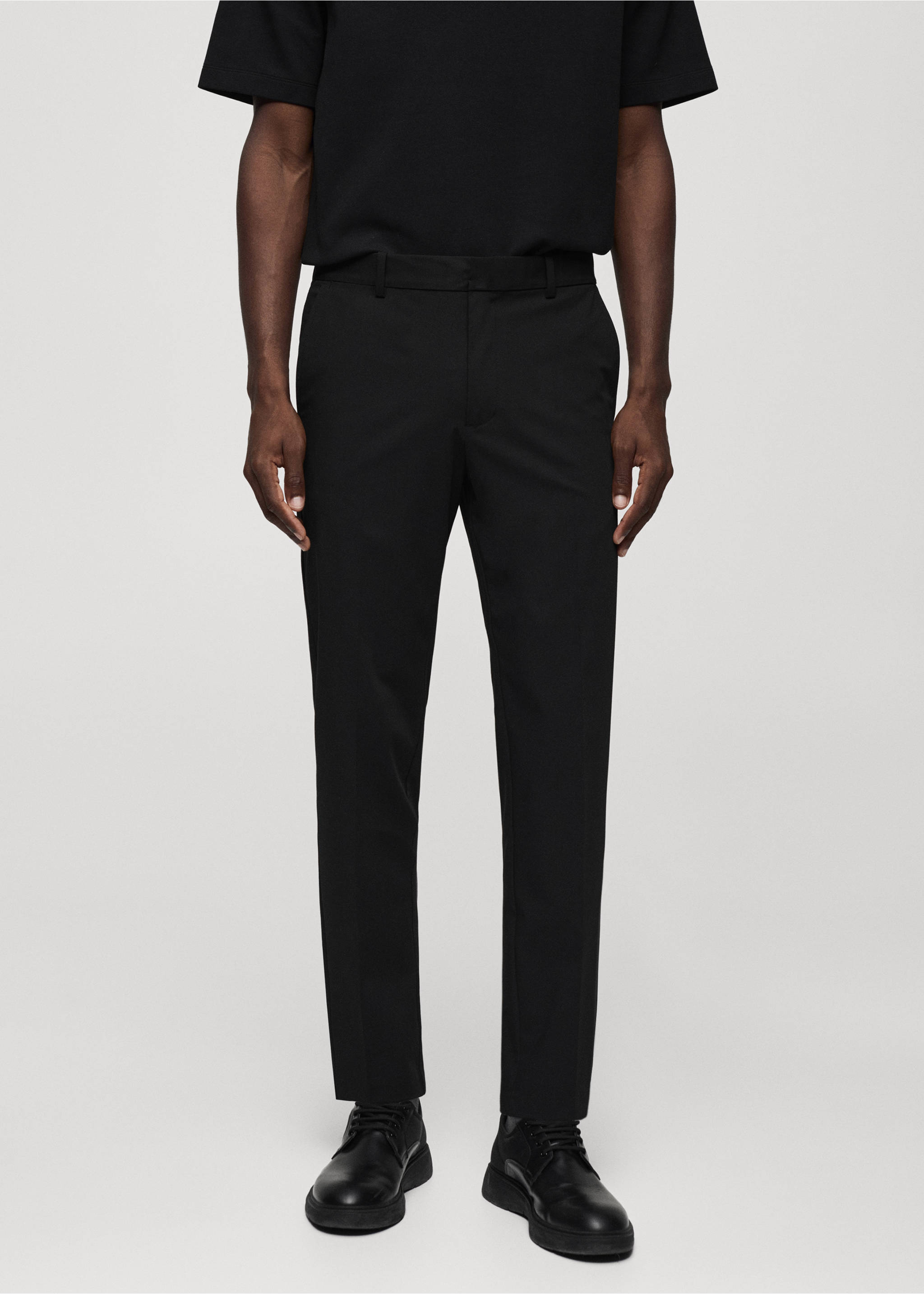 Pantalón slim fit stretch - Plano medio, Negro. Ref: 67034440-00.