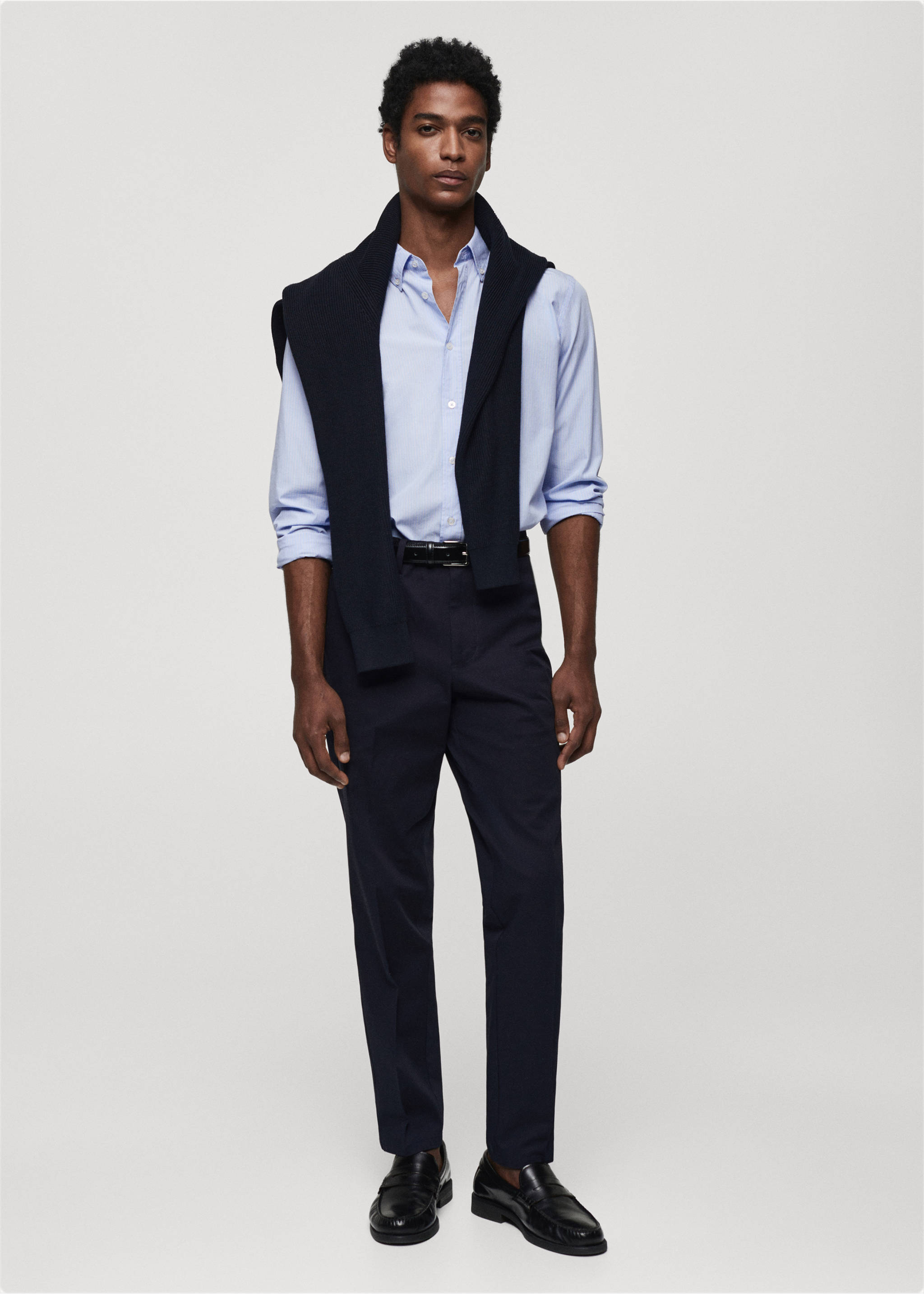 Chemise regular-fit coton rayures - Plan général, Bleu ciel. Ref: 67034448-00.