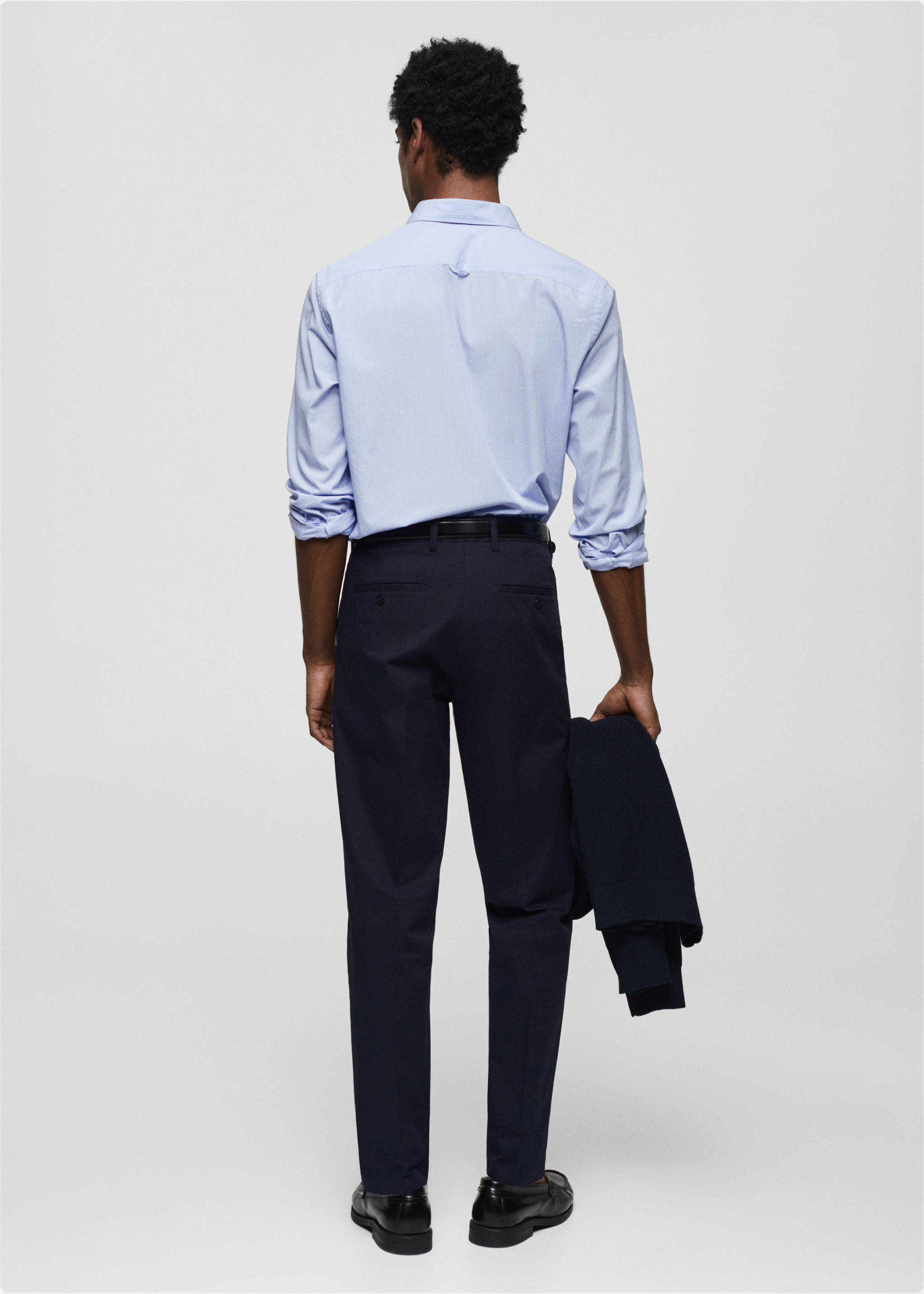 Chemise regular-fit coton rayures - Verso de l’article, Bleu ciel. Ref: 67034448-00.