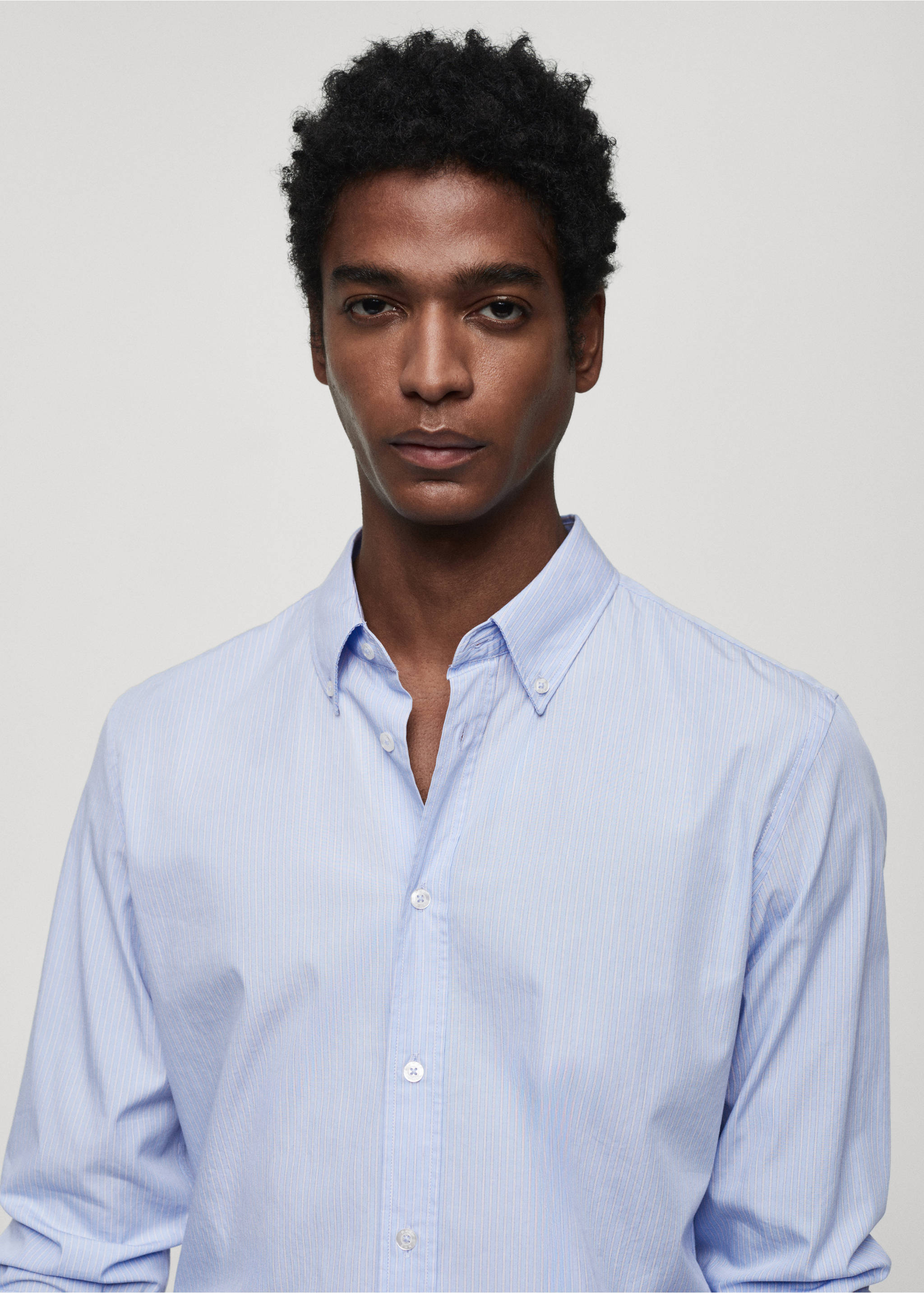 Chemise regular-fit coton rayures - Détail de l'article 1, Bleu ciel. Ref: 67034448-00.