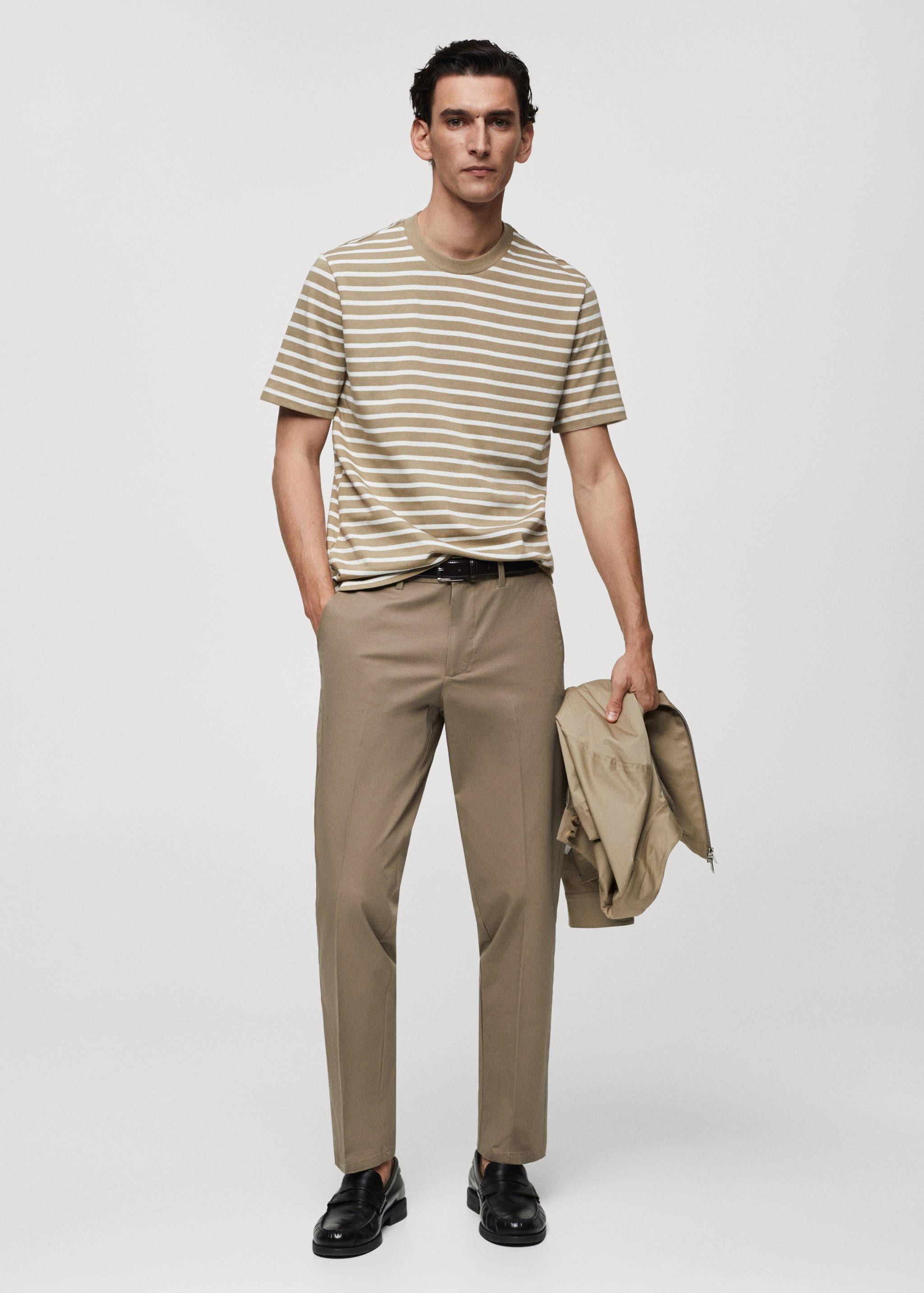 T-shirt algodão riscas - Plano geral