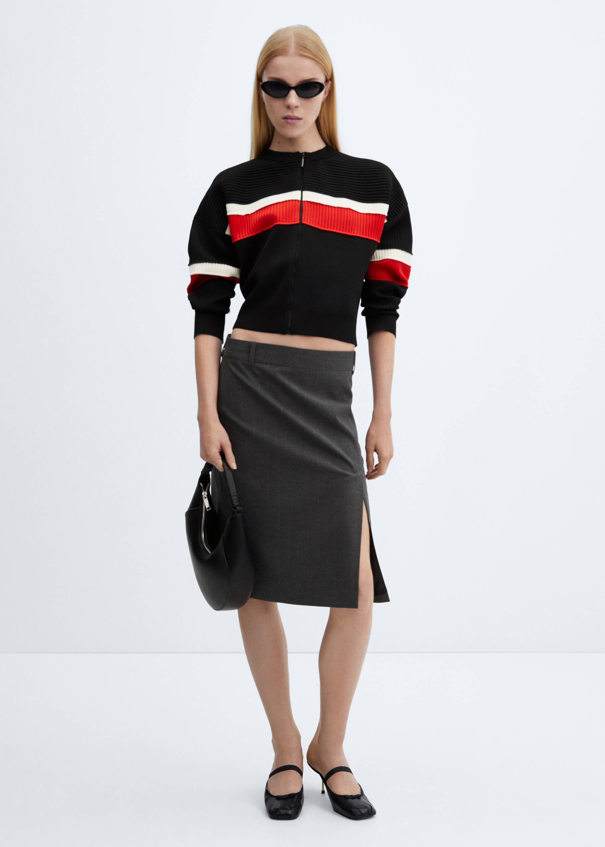 金属鞋跟真皮芭蕾平底鞋 - null