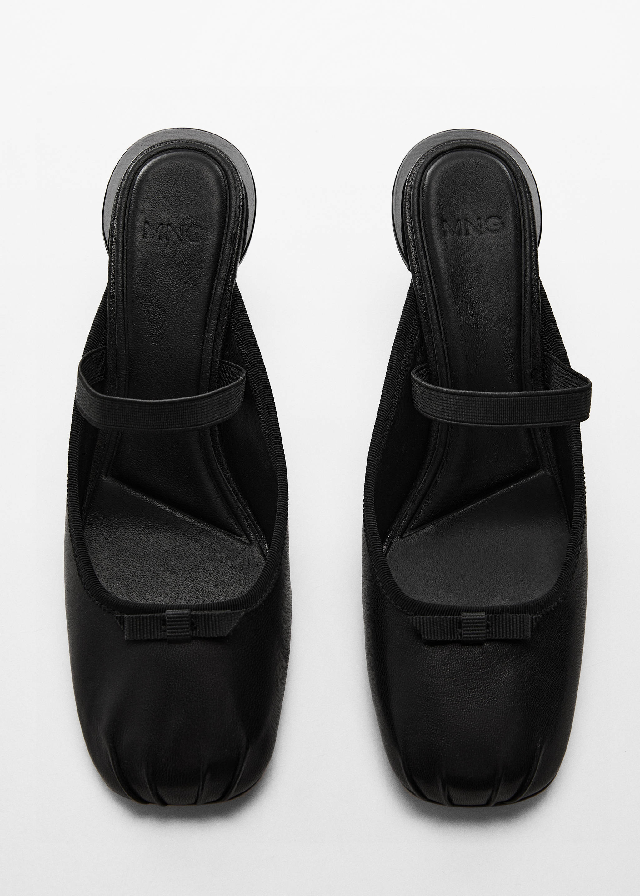 金属鞋跟真皮芭蕾平底鞋 - null