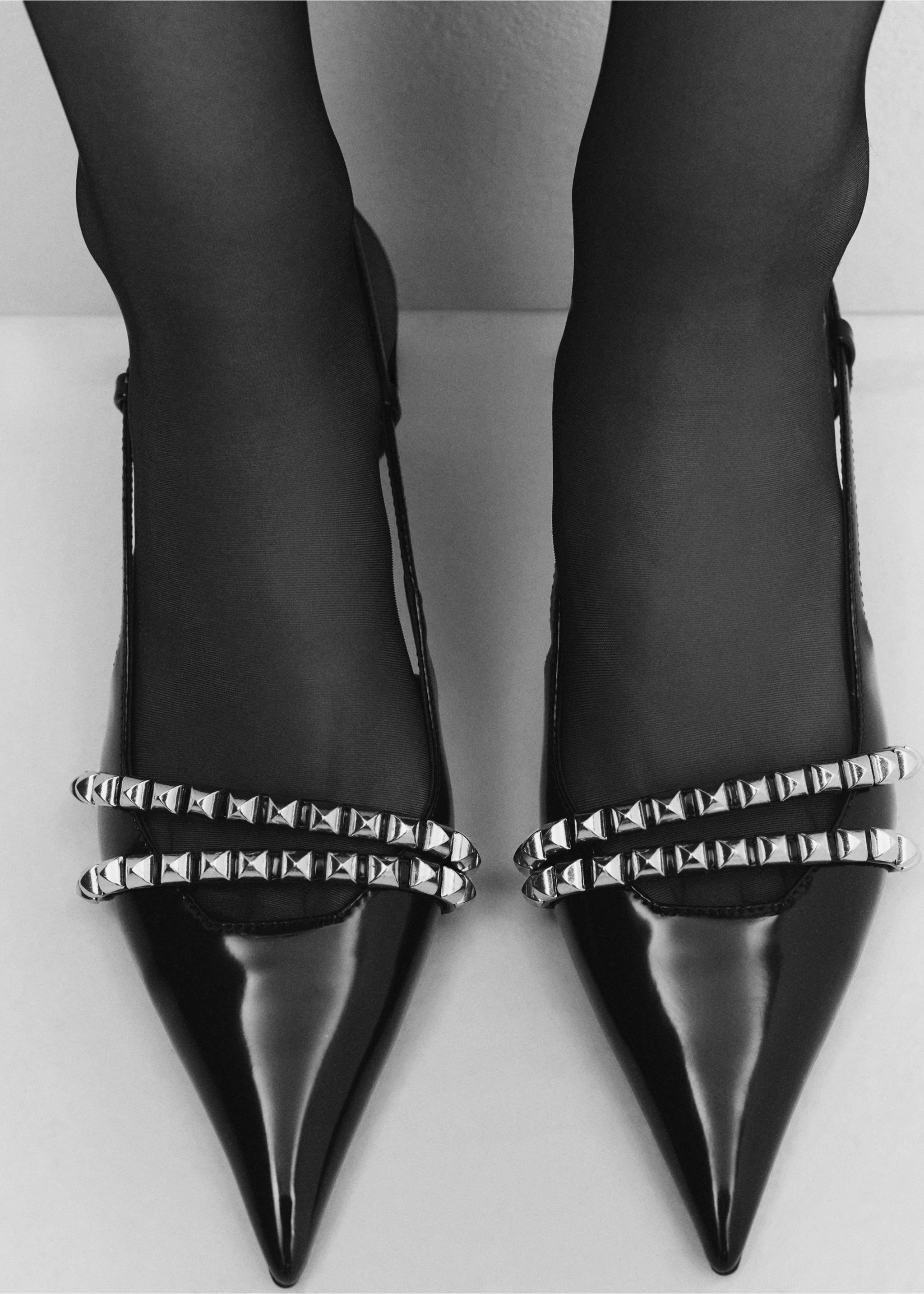 Studded slingback shoes - Details of the article 9, Black. Ref: 67034479-00.