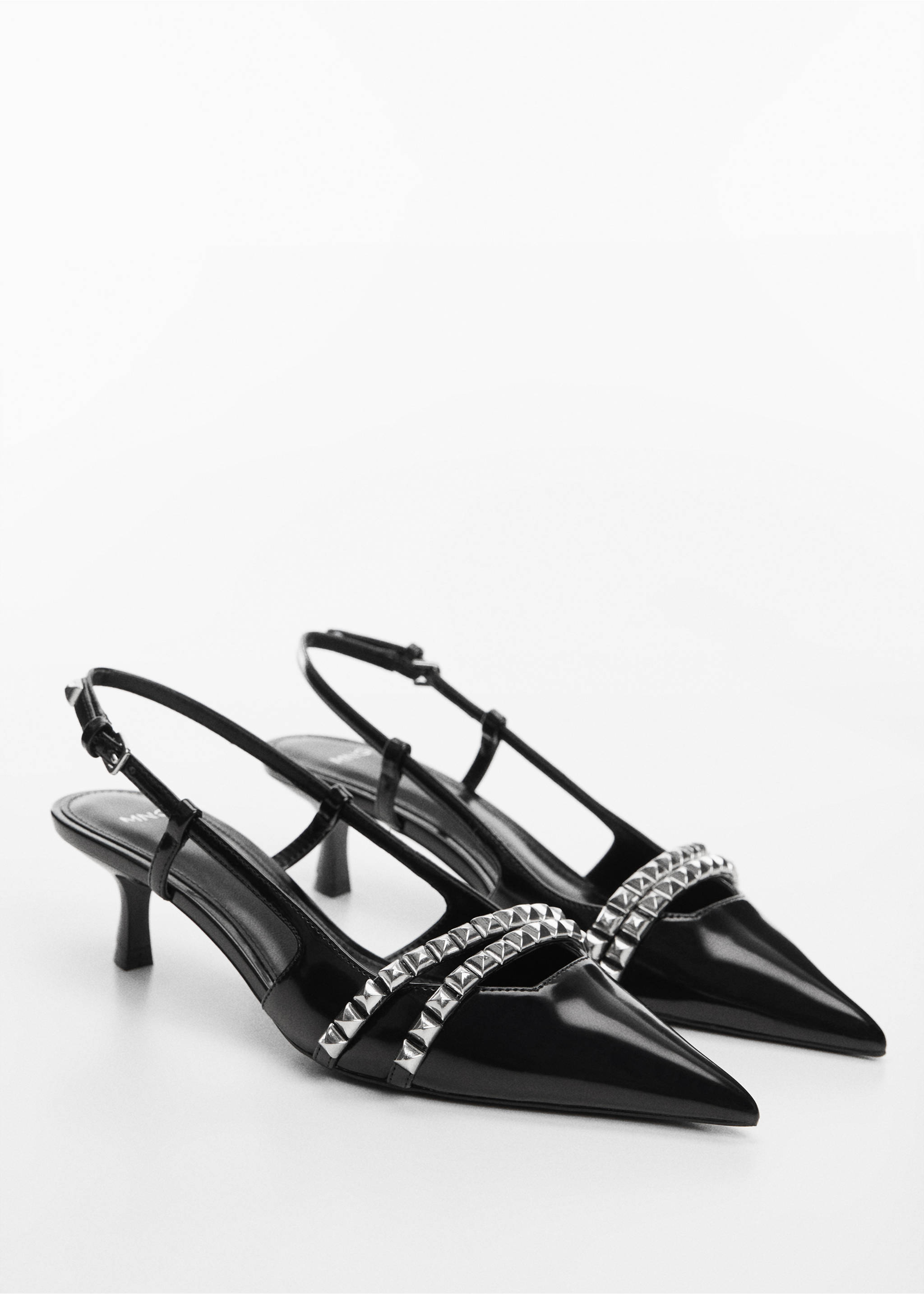 Studded slingback shoes - Medium plane, Black. Ref: 67034479-00.
