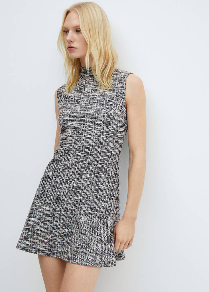 Marbled tweed dress — Ecru