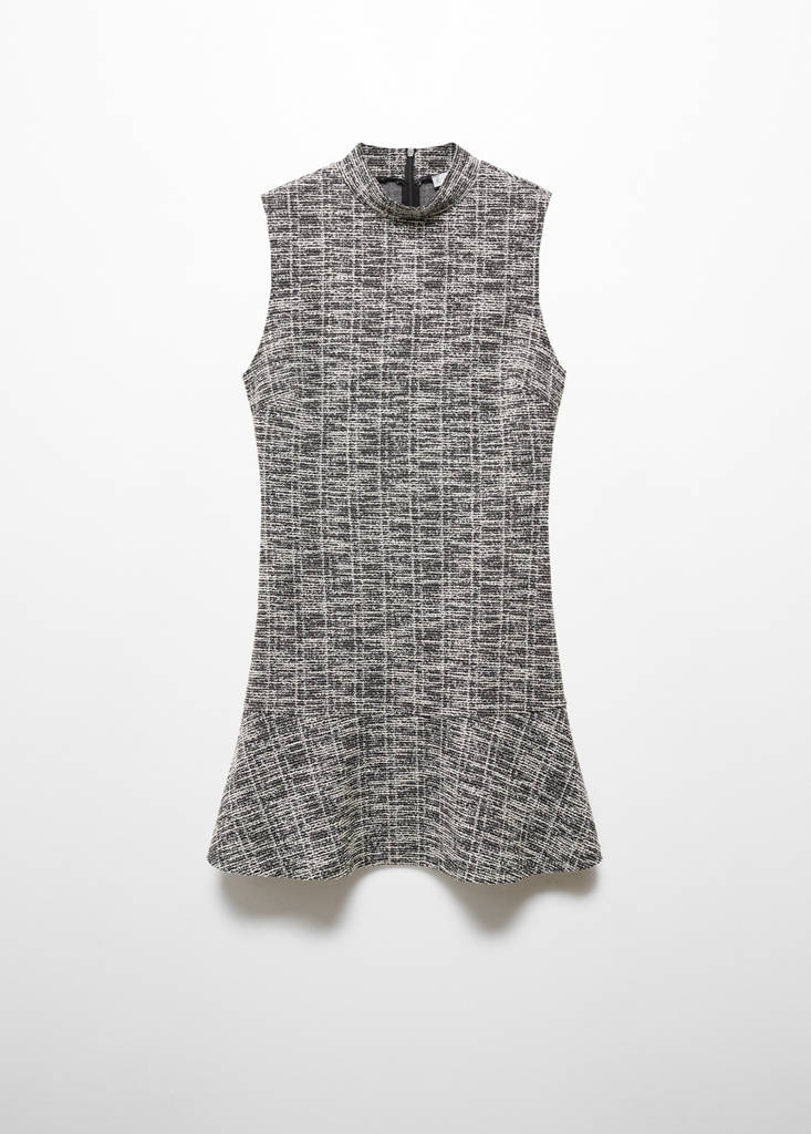 Marbled tweed dress — Ecru