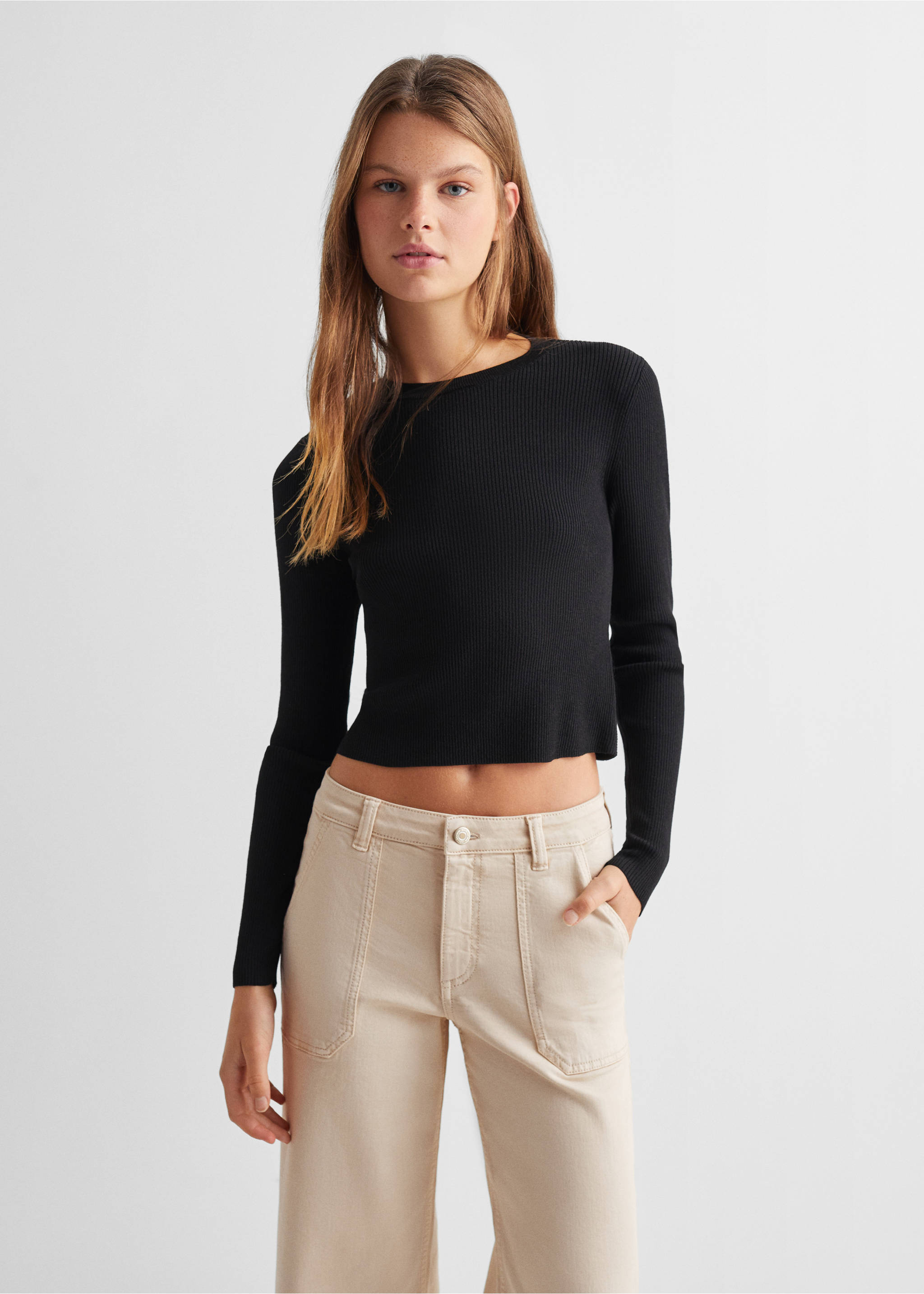 Jupe-culotte poches - Plan moyen, Beige. Ref: 67035143-00.