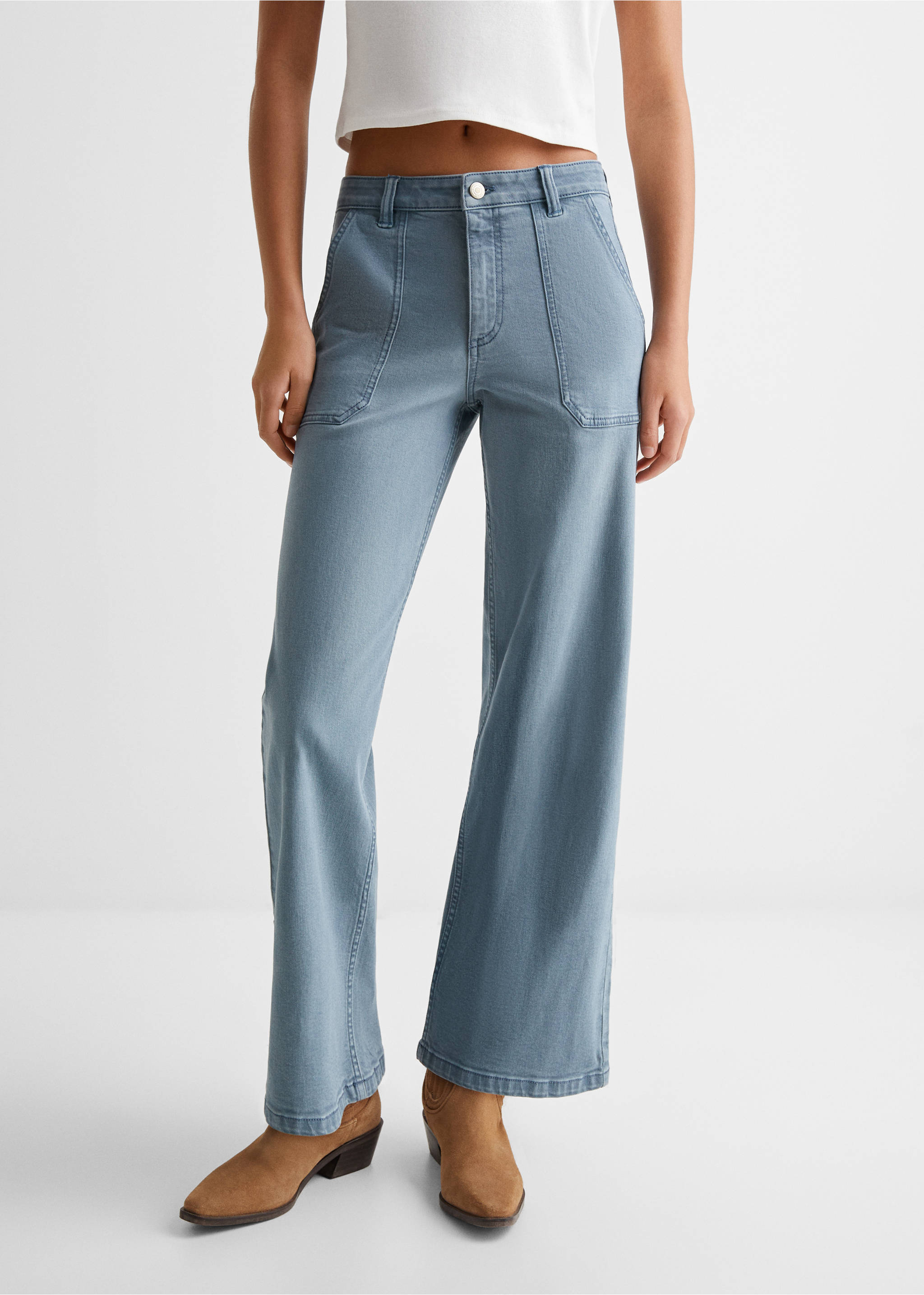 Culotte trousers with pockets - Details of the article 3, Blue. Ref: 67035143-00.