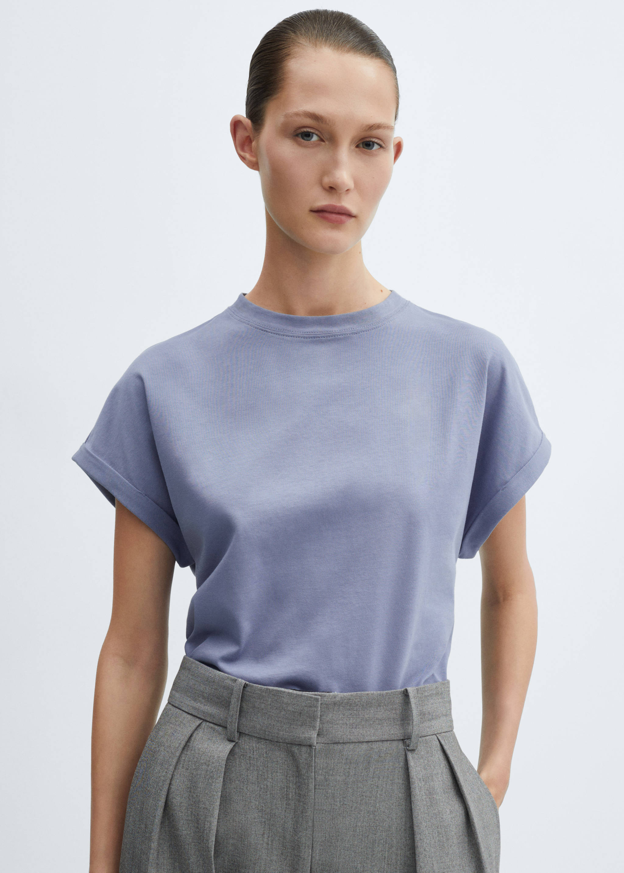 Rounded neck cotton t-shirt - Medium plane