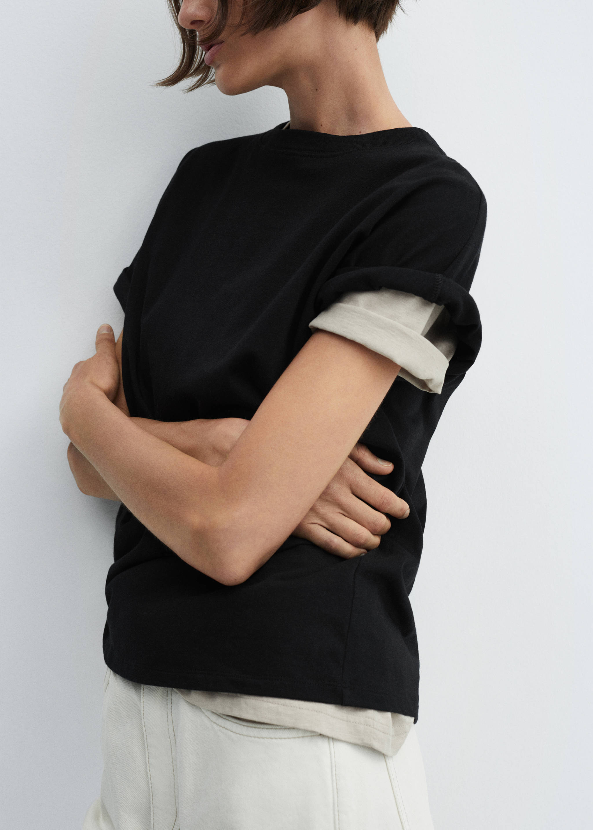 Rounded neck cotton t-shirt - Medium plane