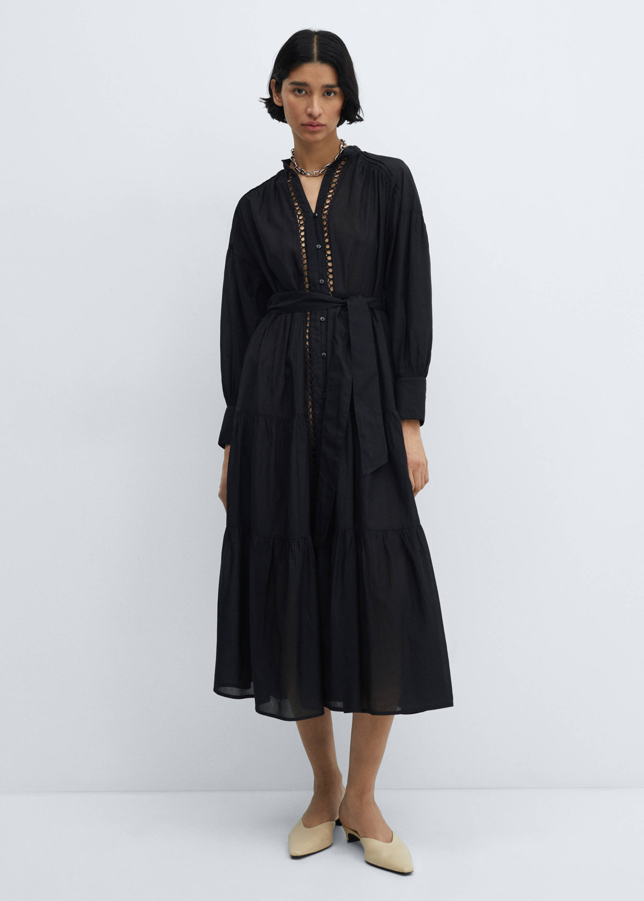 Openwork detail shirt dress - General plane