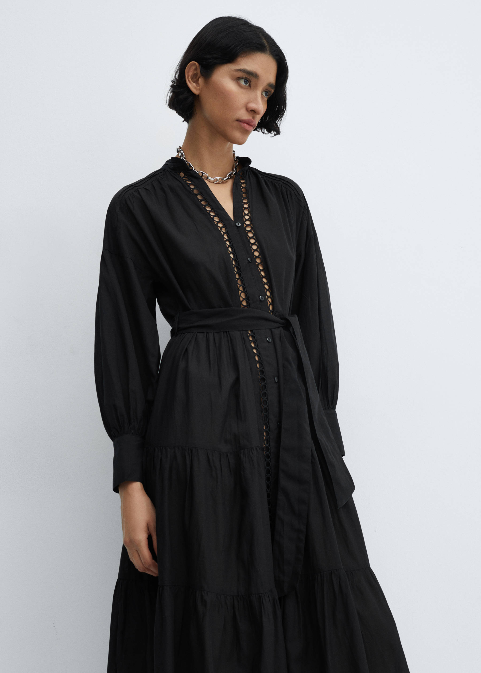 Openwork detail shirt dress - Medium plane