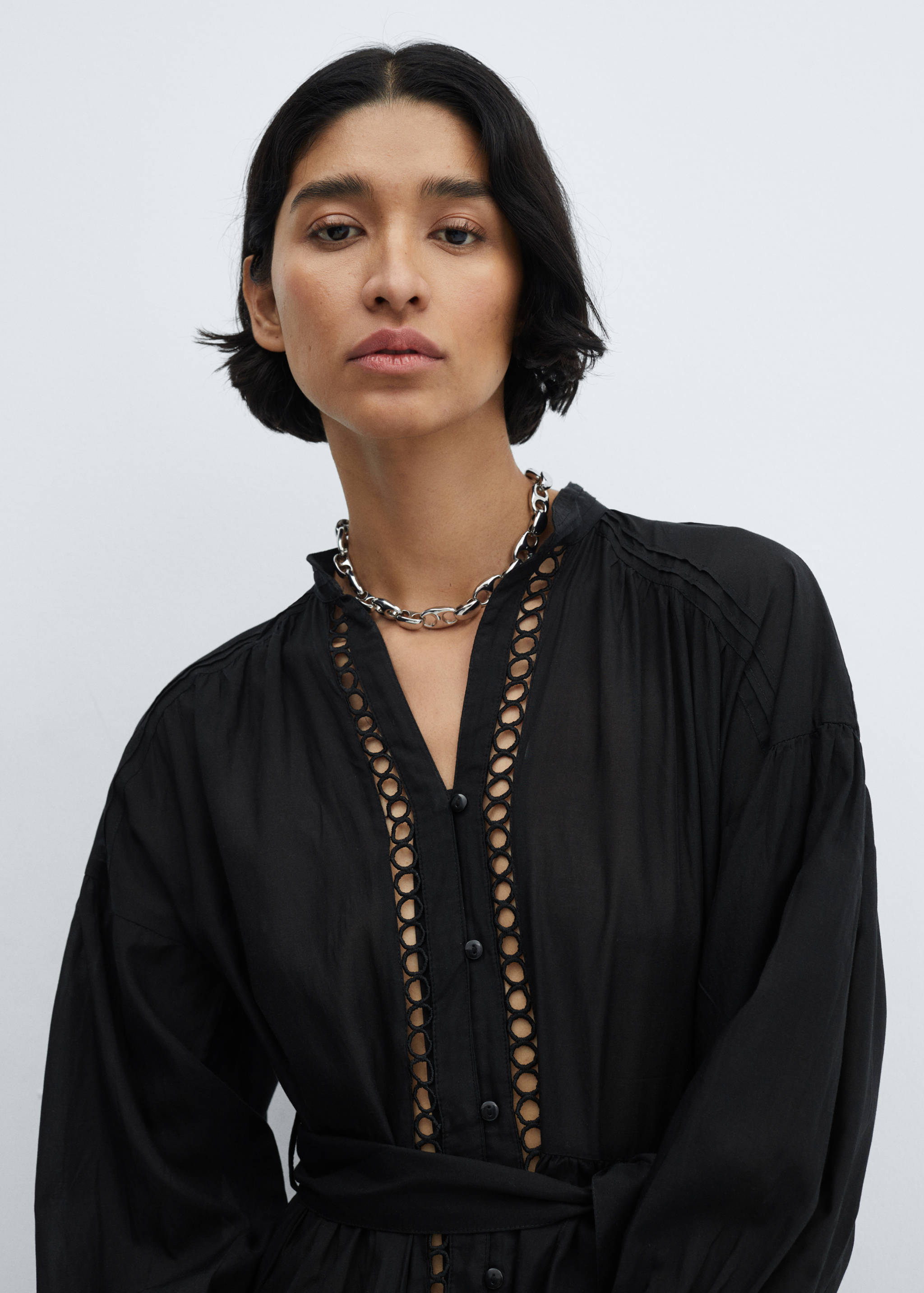 Openwork detail shirt dress - Details of the article 1