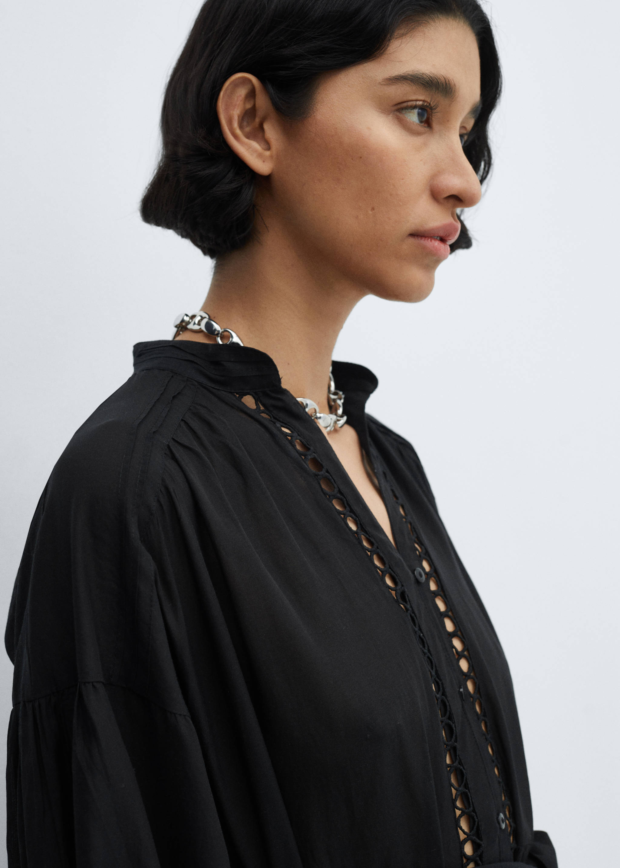 Openwork detail shirt dress - Details of the article 2