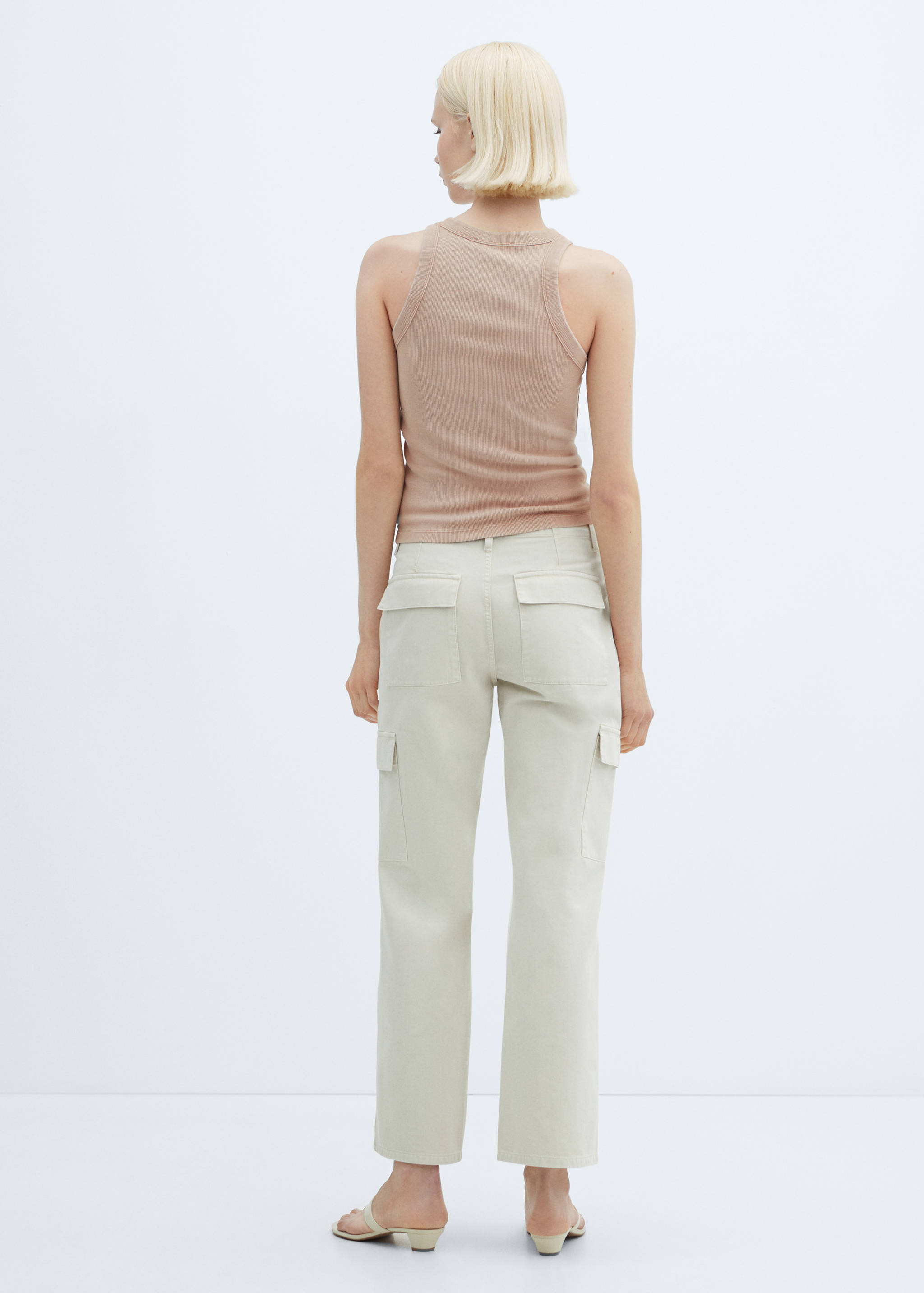 Топ с застиранным эффектом в рубчик из хлопка - Обратная сторона изделия