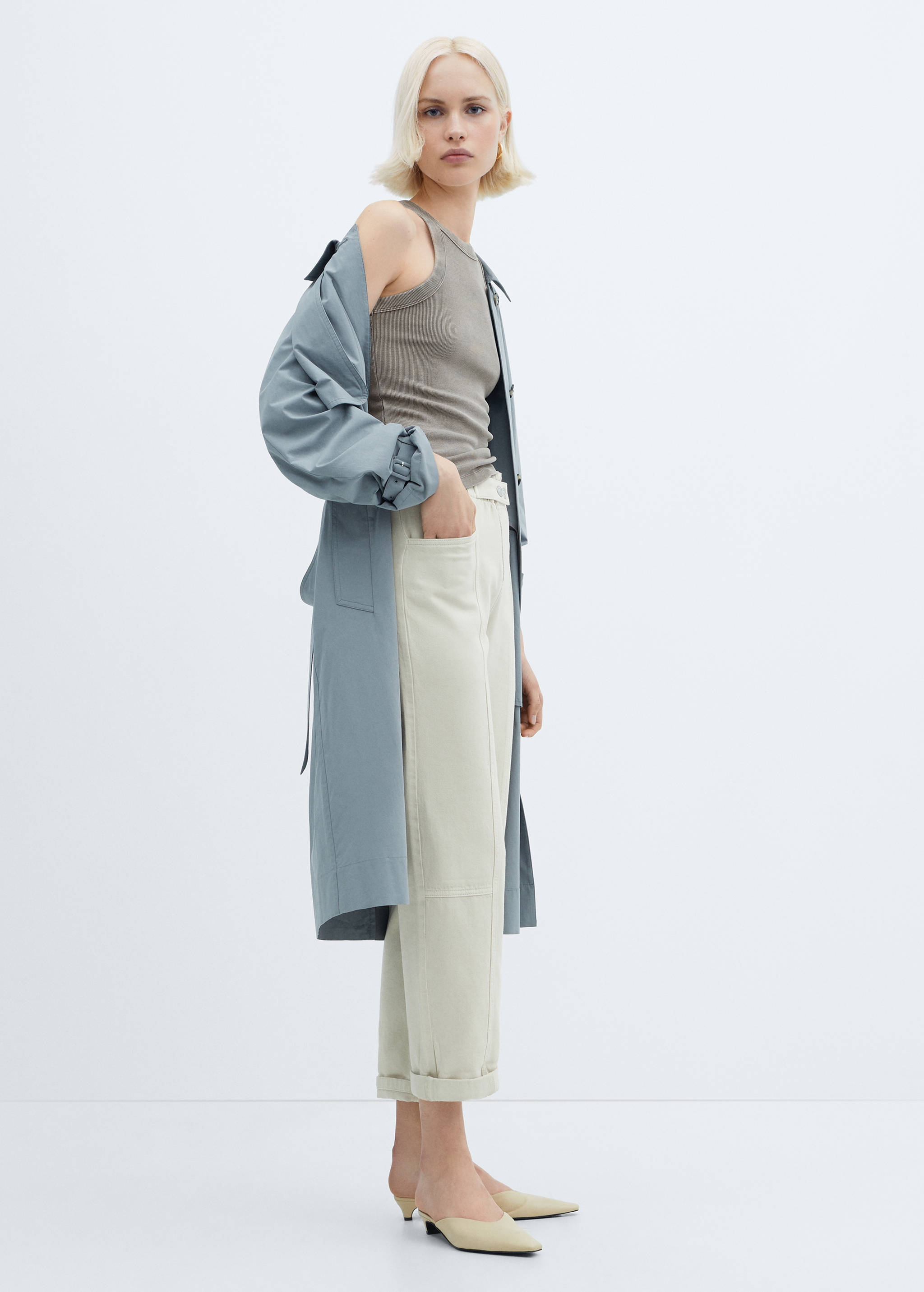 Топ с застиранным эффектом в рубчик из хлопка - Общий план