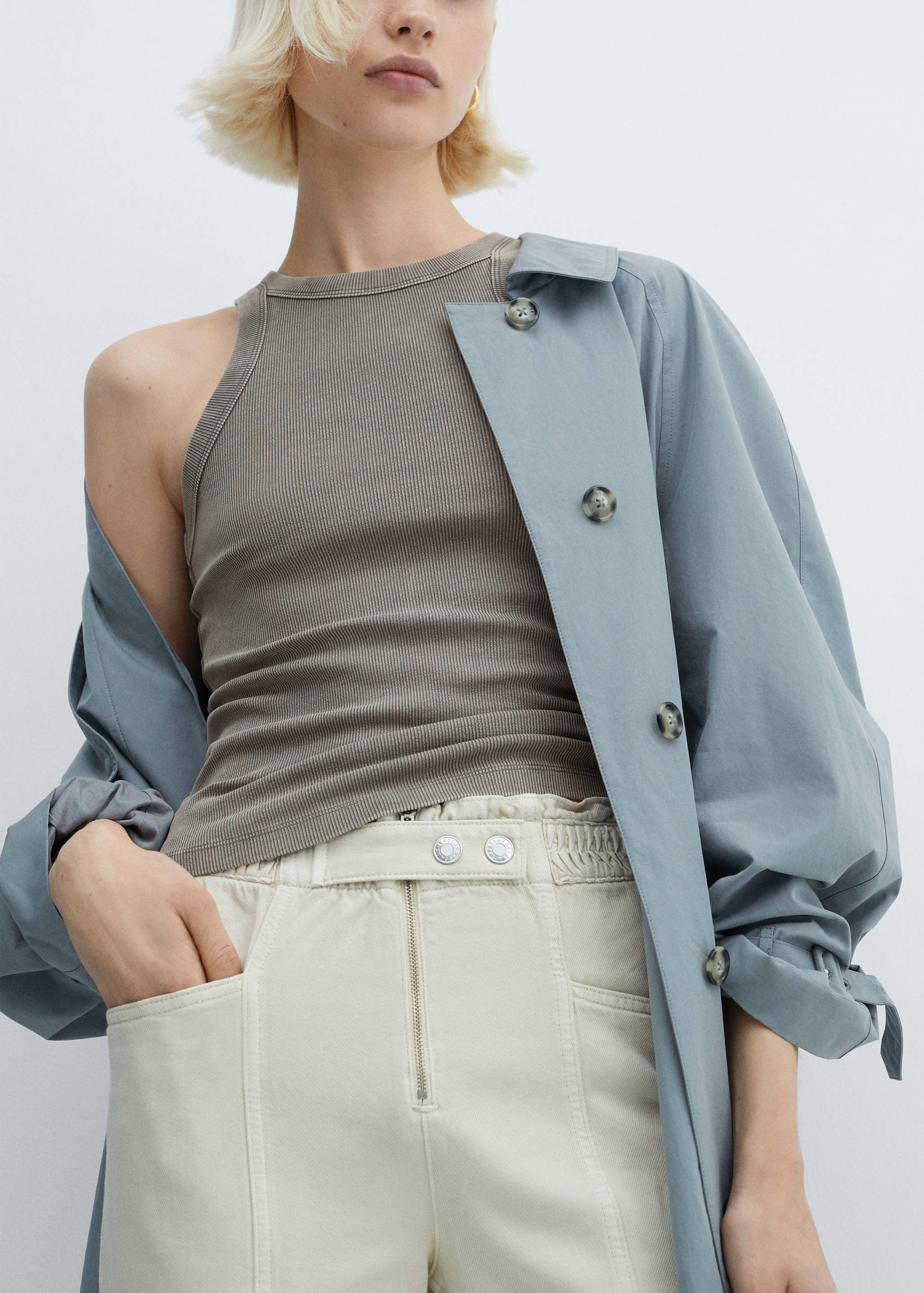 Топ с застиранным эффектом в рубчик из хлопка - Деталь изделия 6