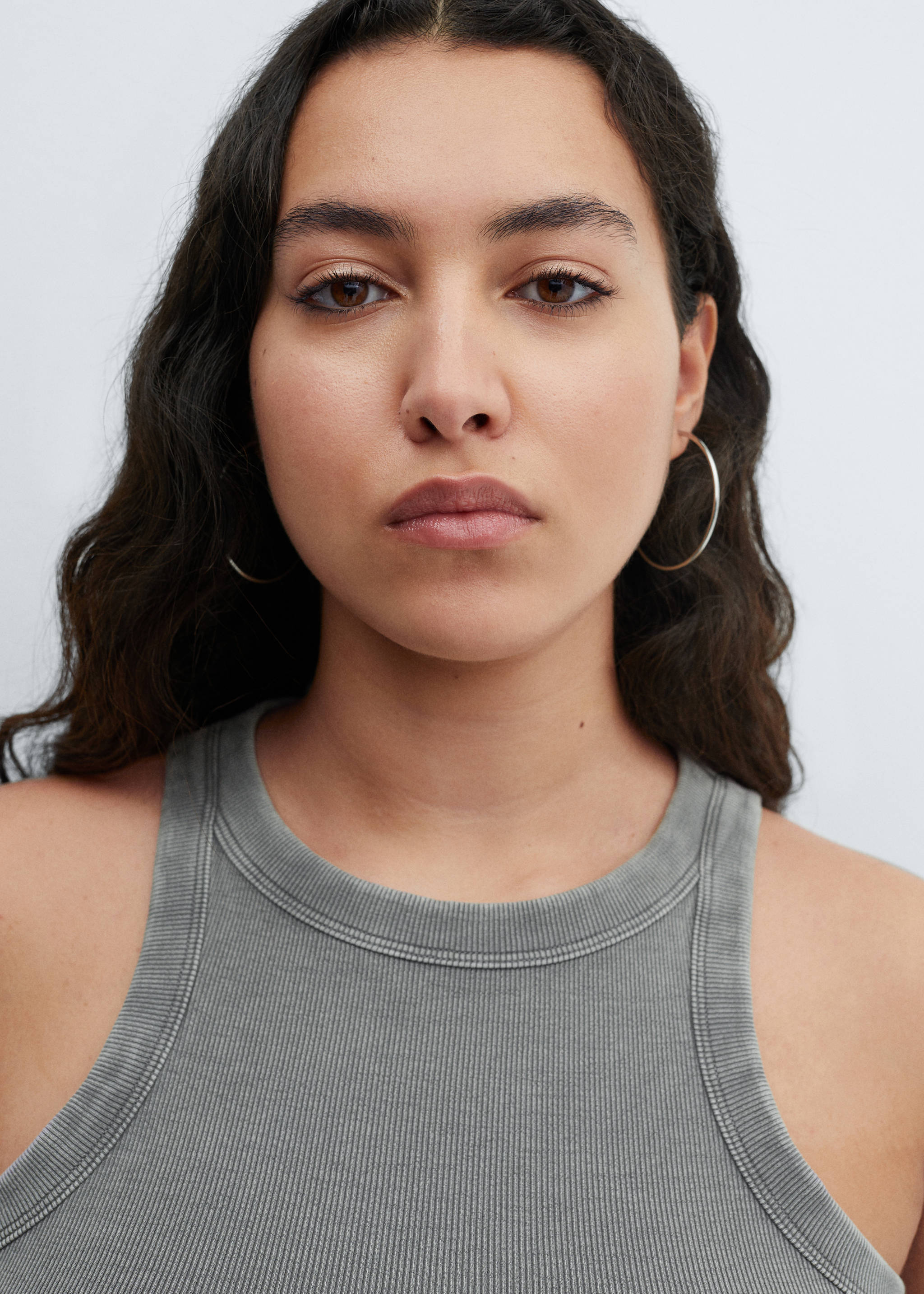 Топ с застиранным эффектом в рубчик из хлопка - Деталь изделия 4