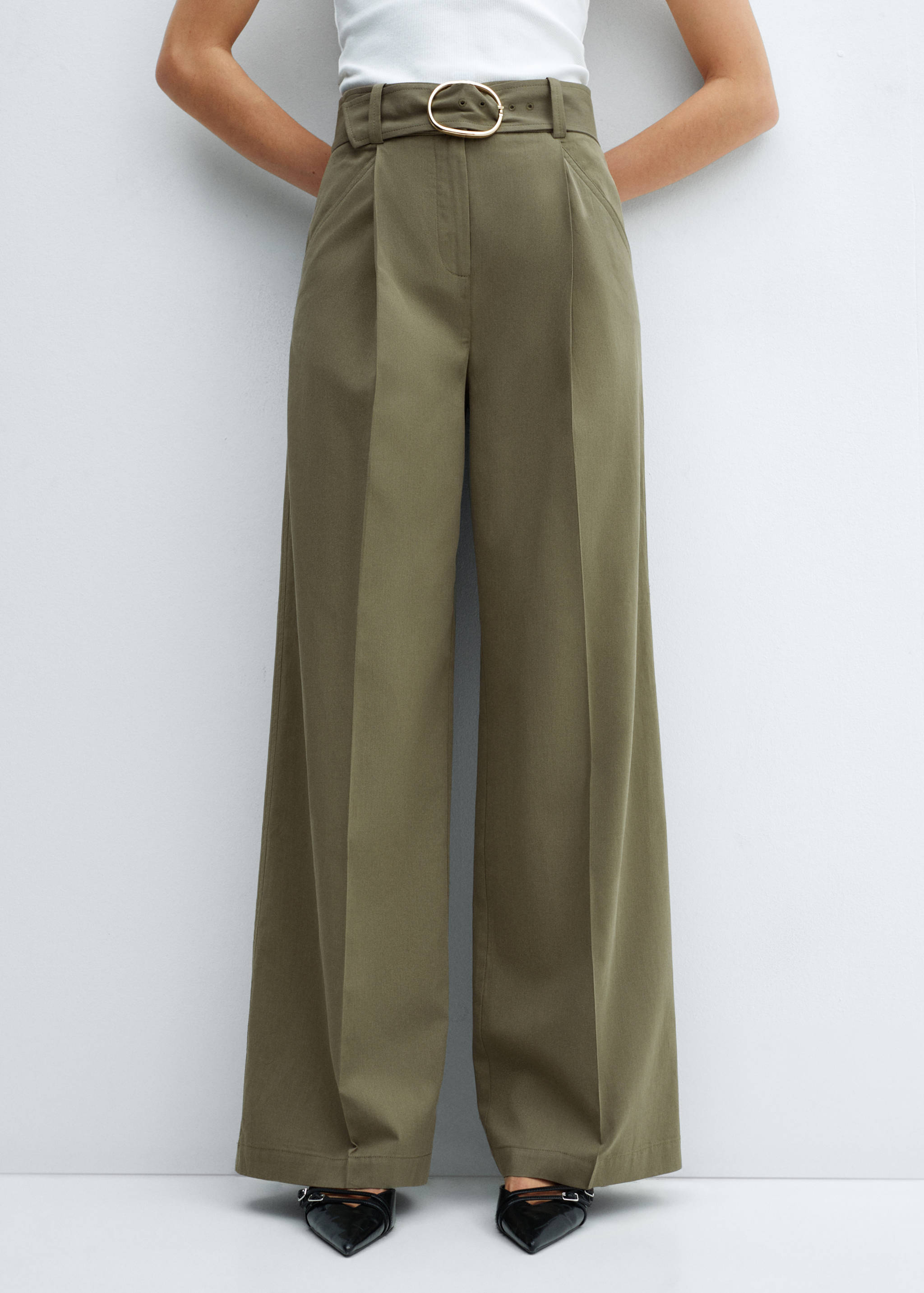 Wide leg trousers with belt - Medium plane