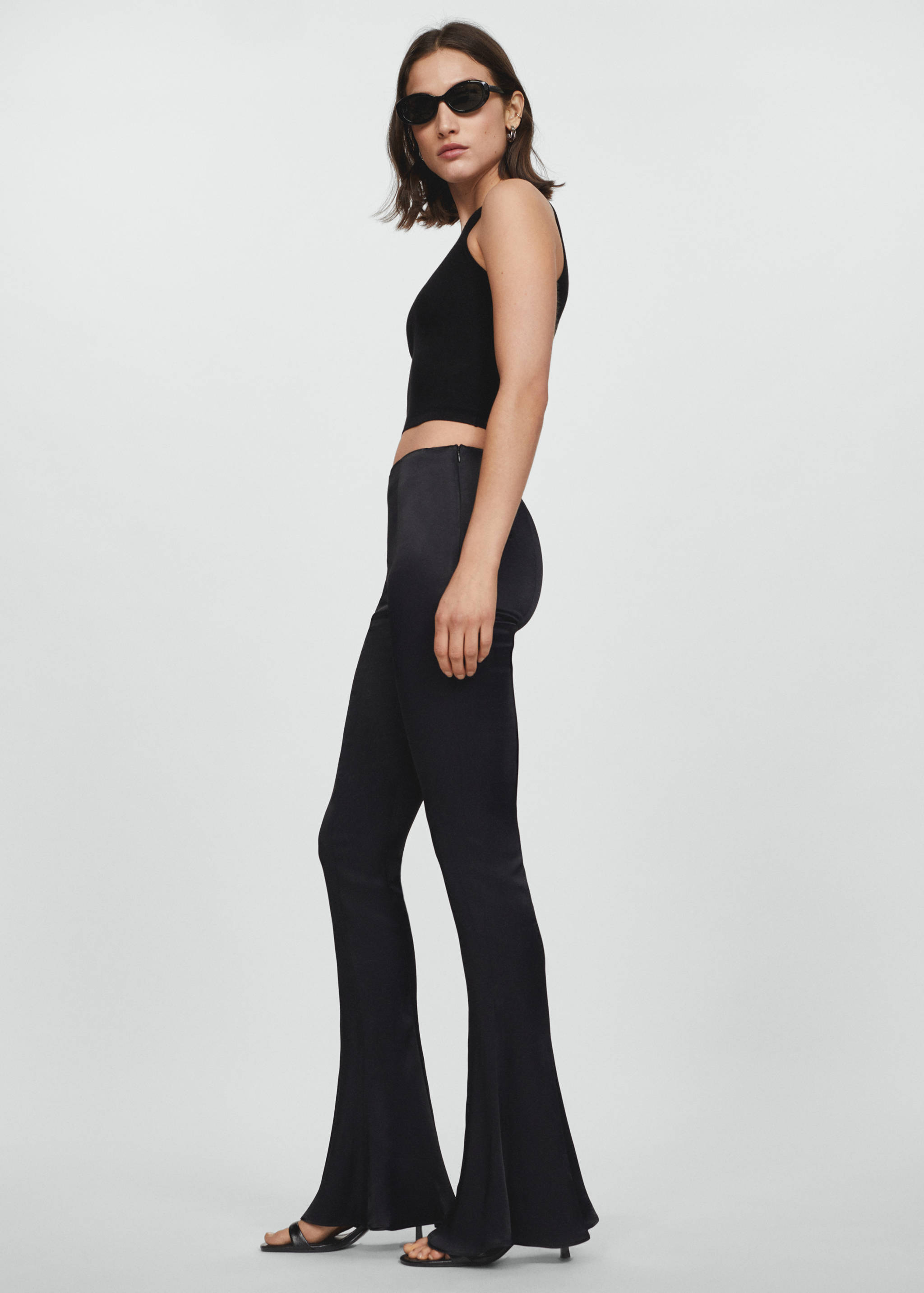 Flared satin trousers - Details of the article 2