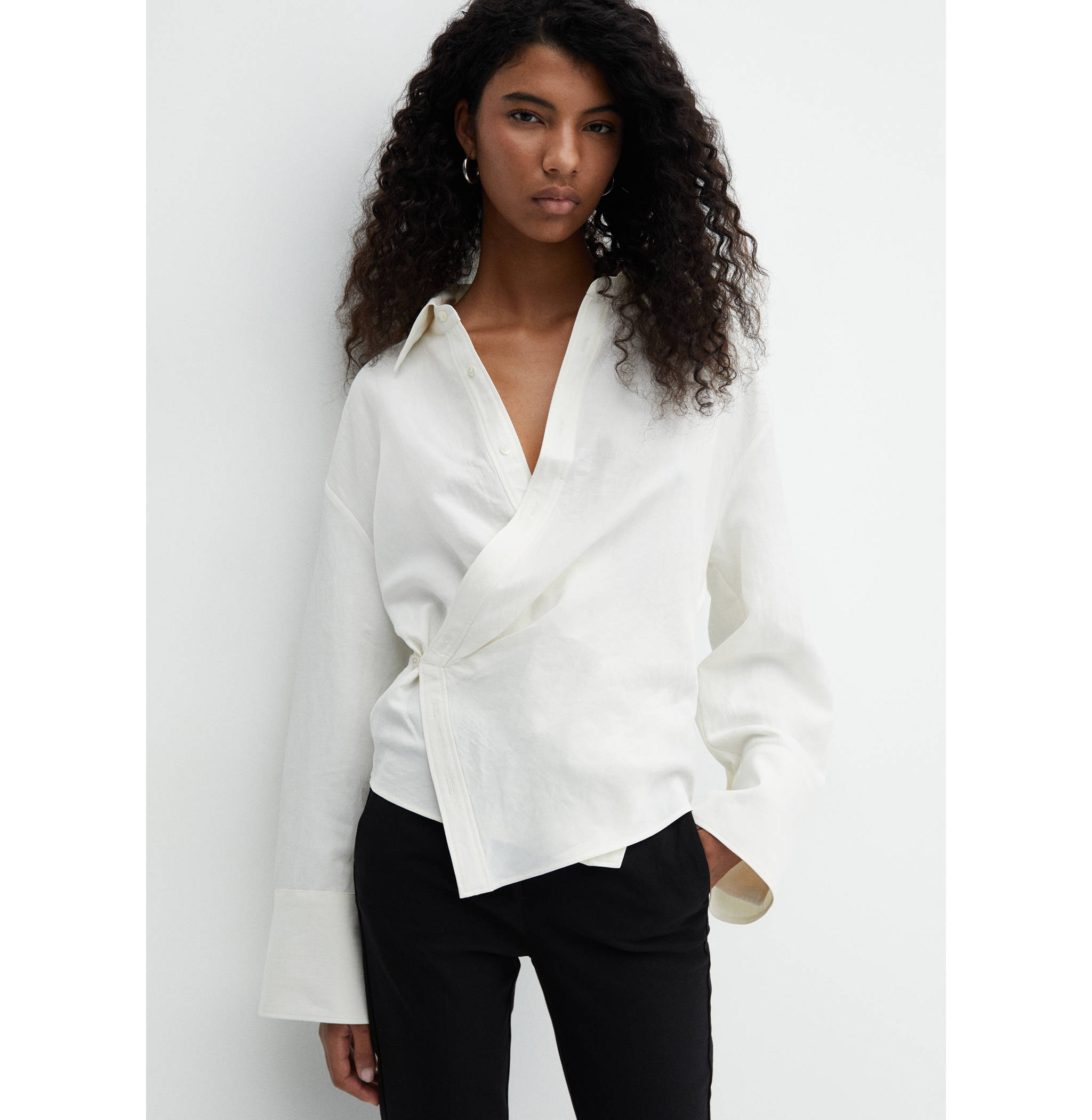 Wrap linen-blend shirt - Medium plane