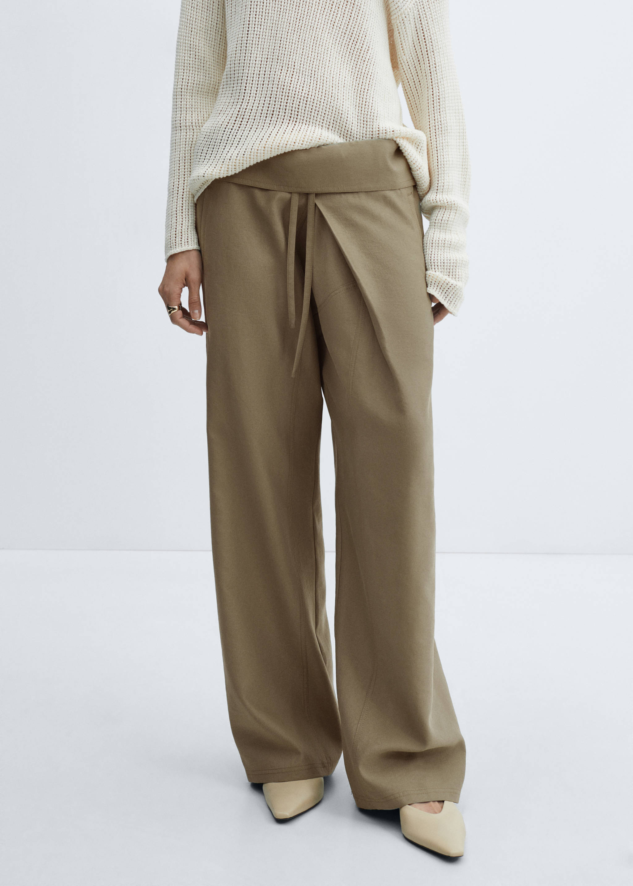 Wide leg pants with turn-up waist - Medium plane