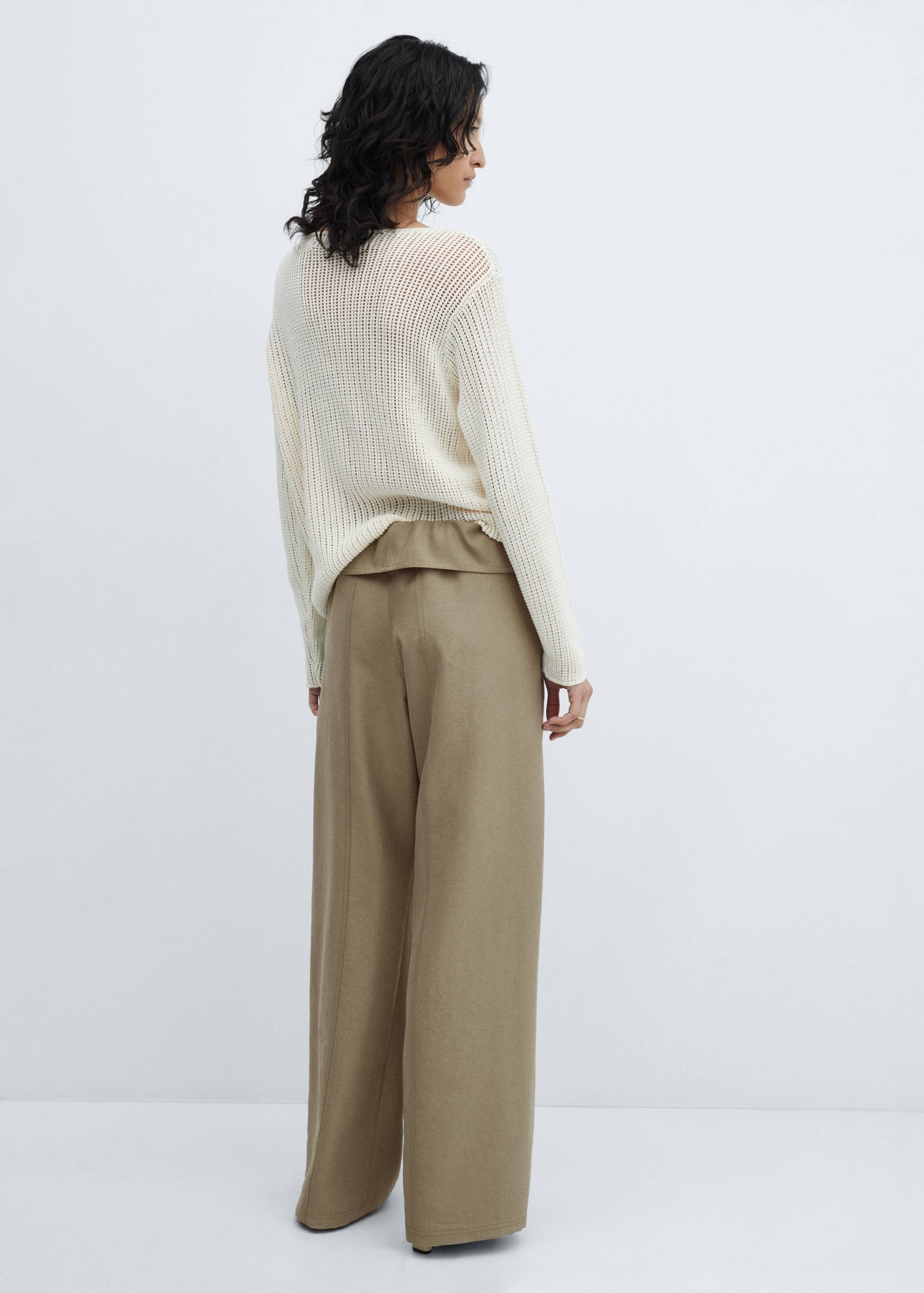 Wide leg pants with turn-up waist - Reverse of the article