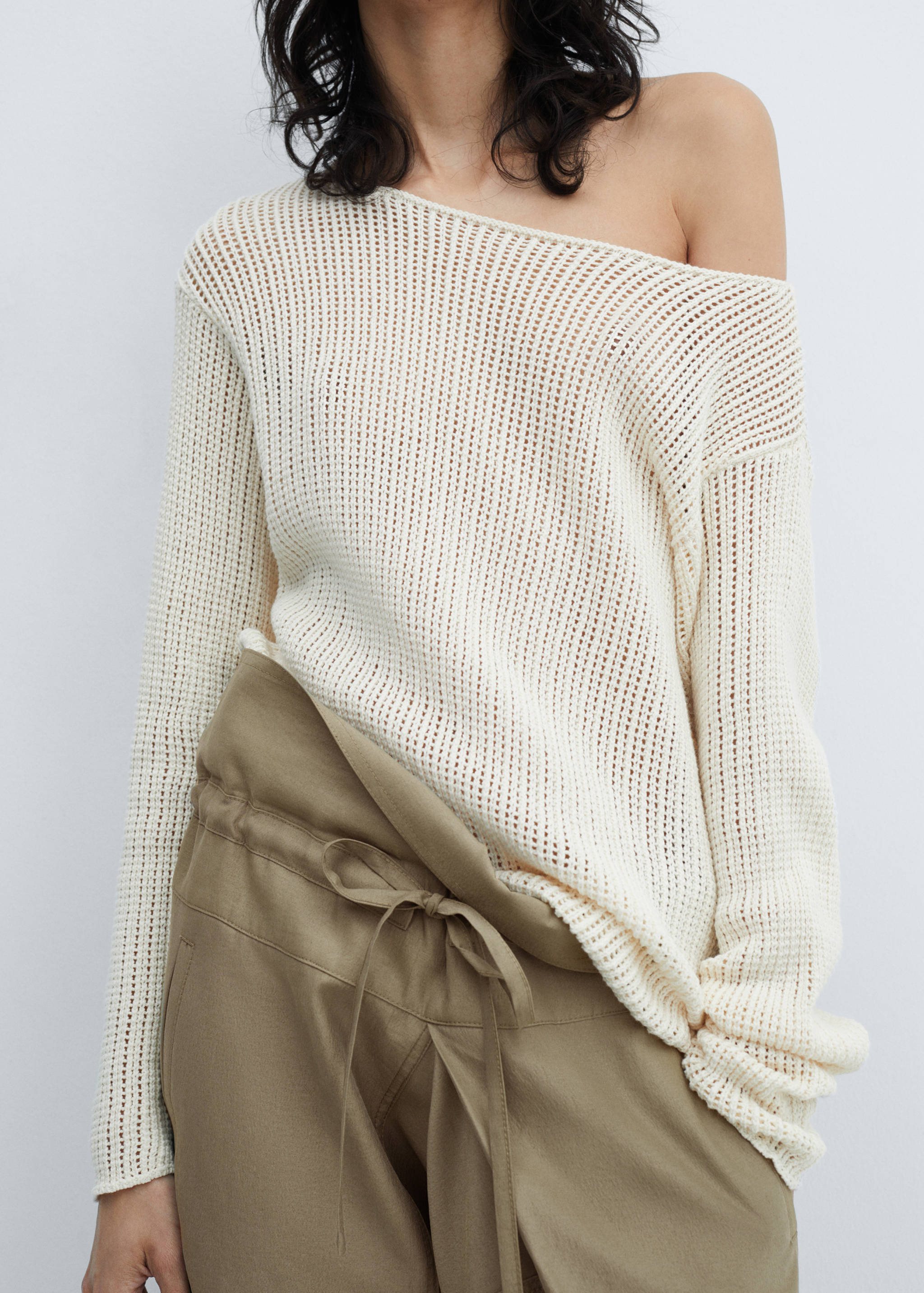 Wide leg pants with turn-up waist - Details of the article 6